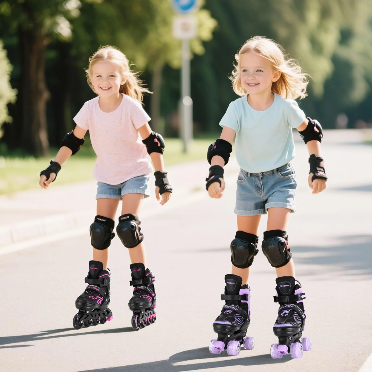 Pattini in Linea Bambina, pattini a rotelle regolabili per bambini ragazzi ragazze con ruote di illuminazione, pattini regolabili per principianti bambini