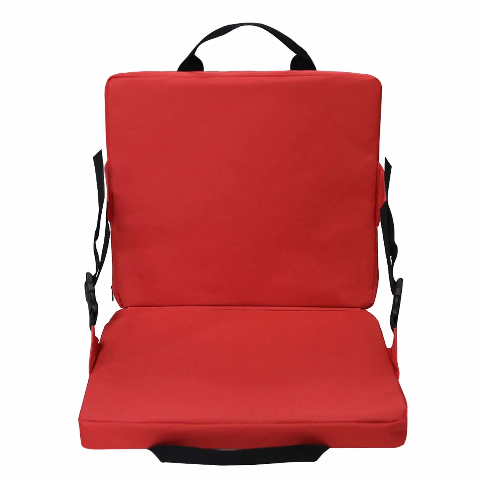 Cuscino per Sedile da Stadio Portatile Pieghevole Imbottito con Schienale Rosso