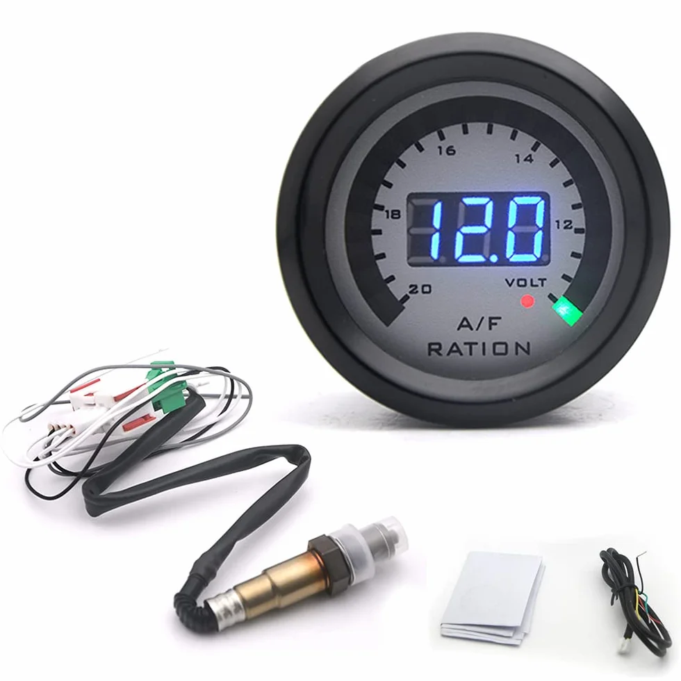 ACAGALA 2 in 1 metro 52 mm Narrow Band Digital Air Fuel Ratio Gauge Kit 12 V Auto Volmetro con sensore O2 ossigeno Auto Modifica Accessori