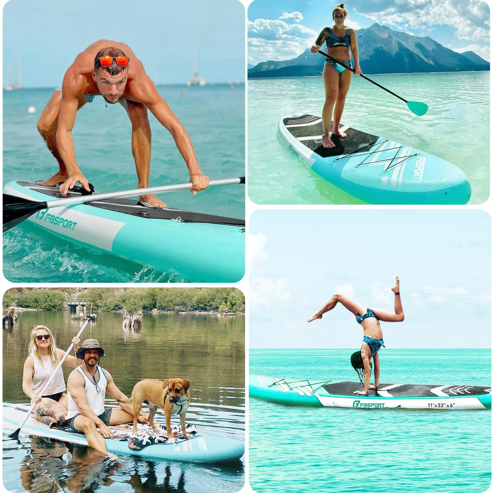 FBSPORT Tavola da SUP Gonfiabile SUP, Stand Up Paddling Board, Stand Up Paddle Board Gonfiabile per Stand Up Paddling 15CM Spessore, Surf con Alluminio Regolabile SUP Paddle + Pompa