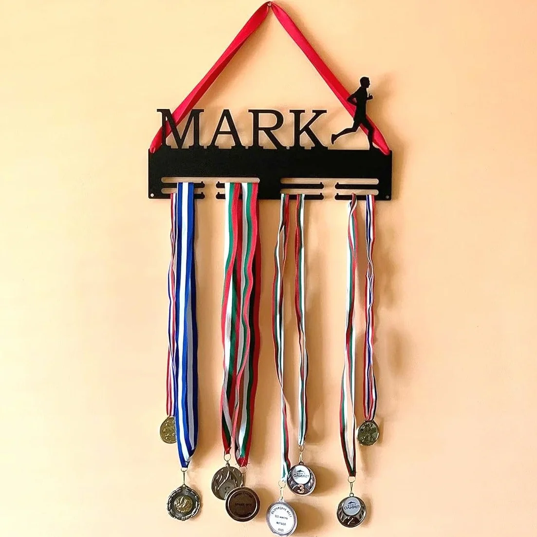 Porta Medaglie Personalizzato in Metallo, Appendino per Medaglie Sportive Ginnastica Corsa Maratona Medal Hanger Display