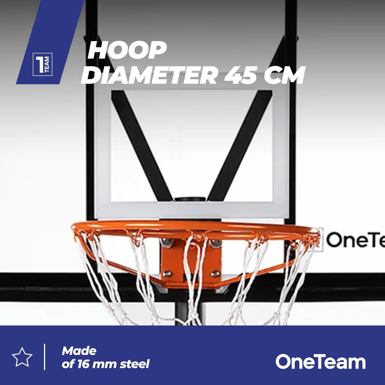 OneTeam Pallacanestro BH04 nero regolabile autoportante 140 l