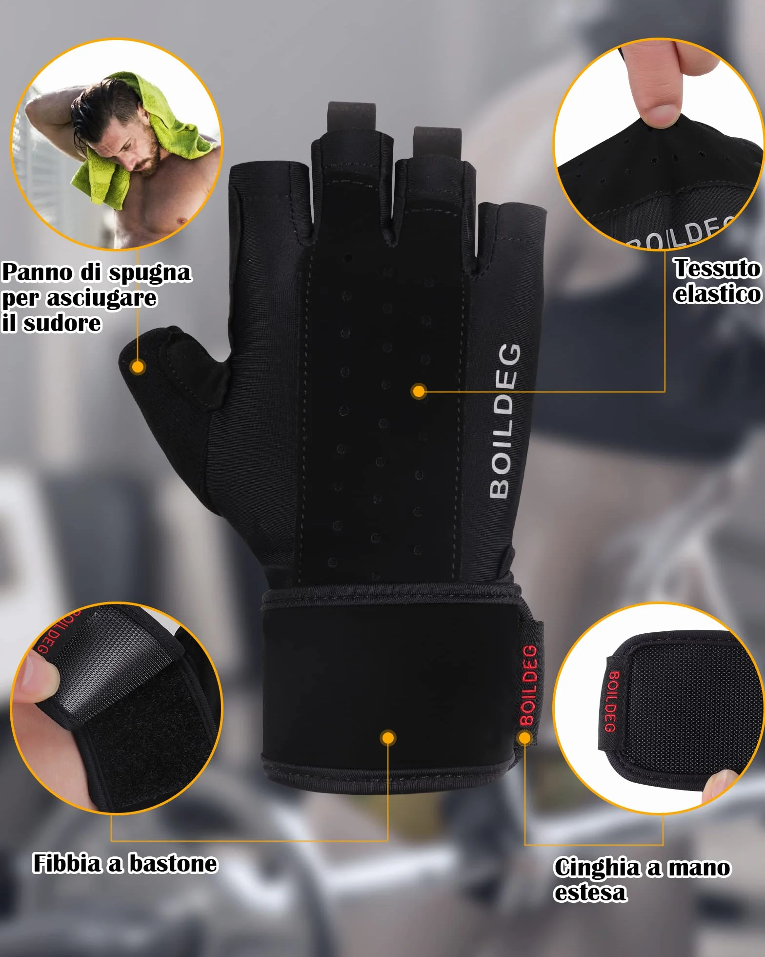 Guanti per Sollevamento Pesi da Palestra, Protezione Completa del Palmo, Impugnatura Antiscivolo Traspirante