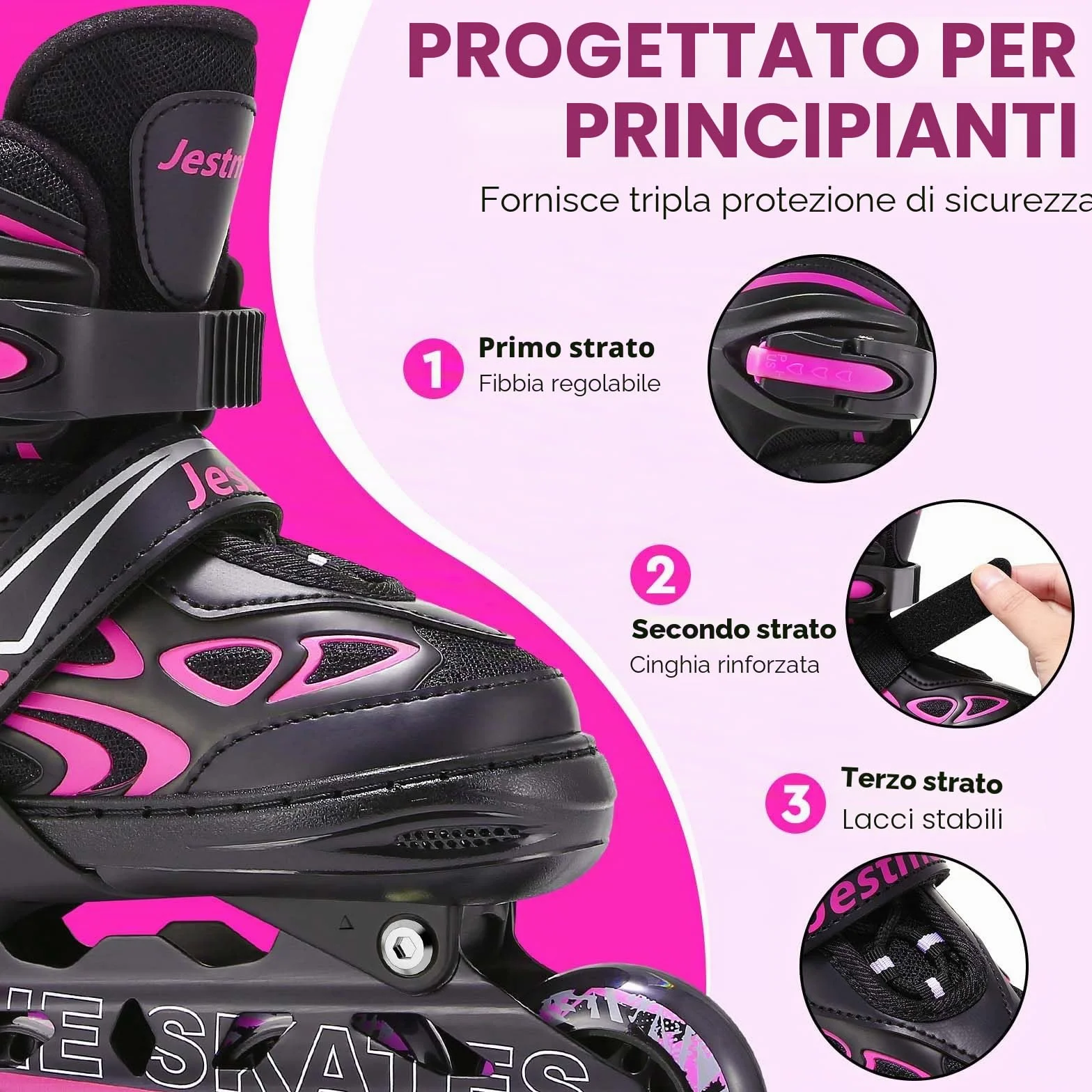Pattini in Linea Bambina, pattini a rotelle regolabili per bambini ragazzi ragazze con ruote di illuminazione, pattini regolabili per principianti bambini