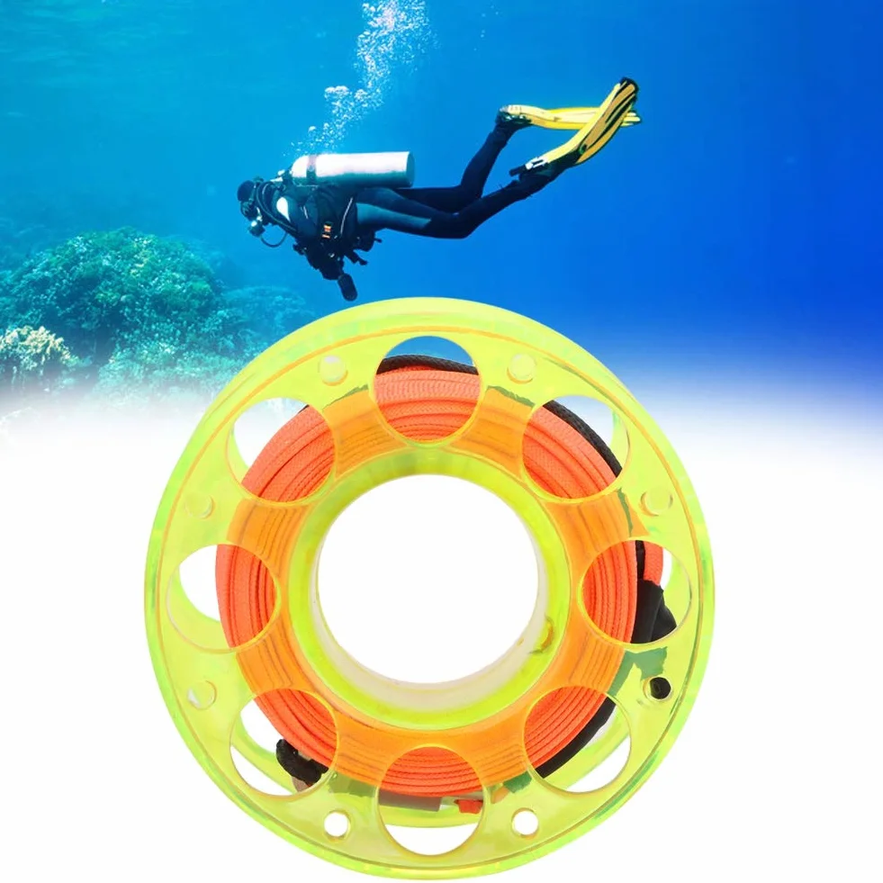 Keenso Bobina da Immersione 15 m, Mulinello da Pesca con Gancio a Forma di P, Giallo