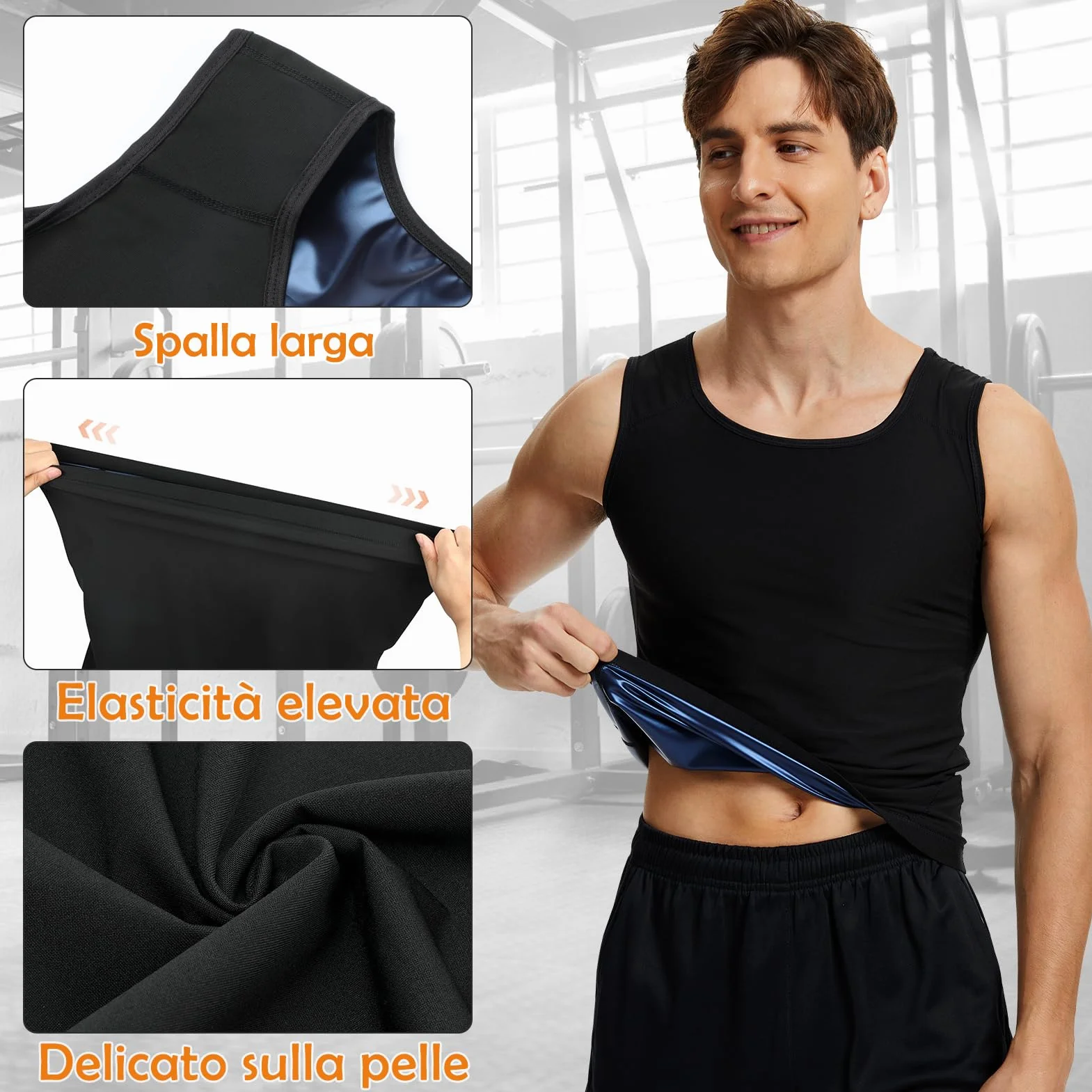 Kiiwah Canottiera Dimagrante da Sauna Uomo, Gilet Sauna Riscaldamento, Camicia Traspirante per Perdita di Peso Fitness