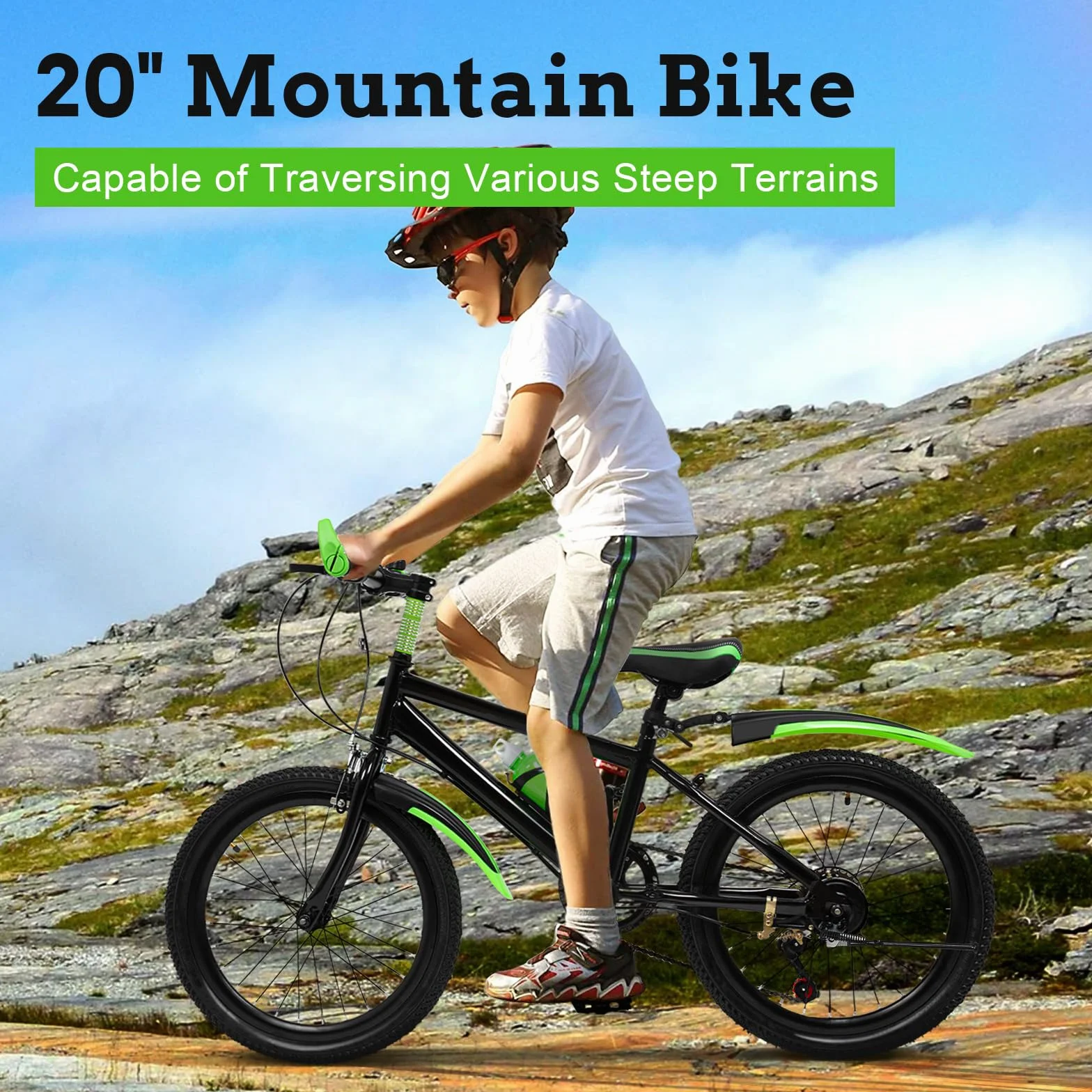 Bicicletta per Bambini 20 Pollici 7 Marce Mountain Bike