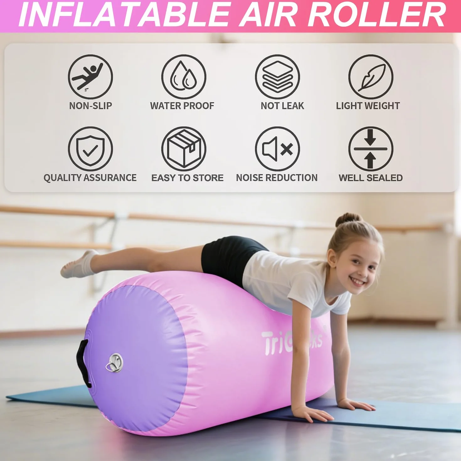 Tappetino da ginnastica gonfiabile, per ginnastica, yoga, allenamento e cheerleader, per uso domestico
