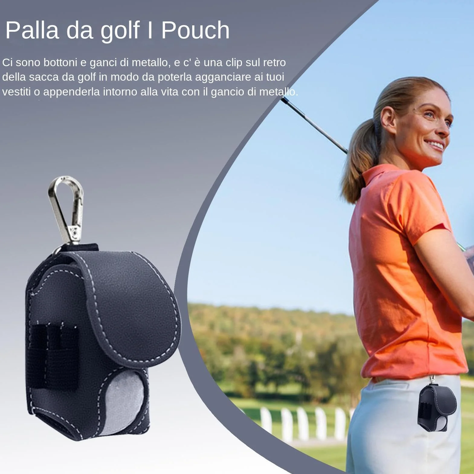 Borsa per il trasporto di palline da golf con chiusura magnetica, per allenamento e competizione