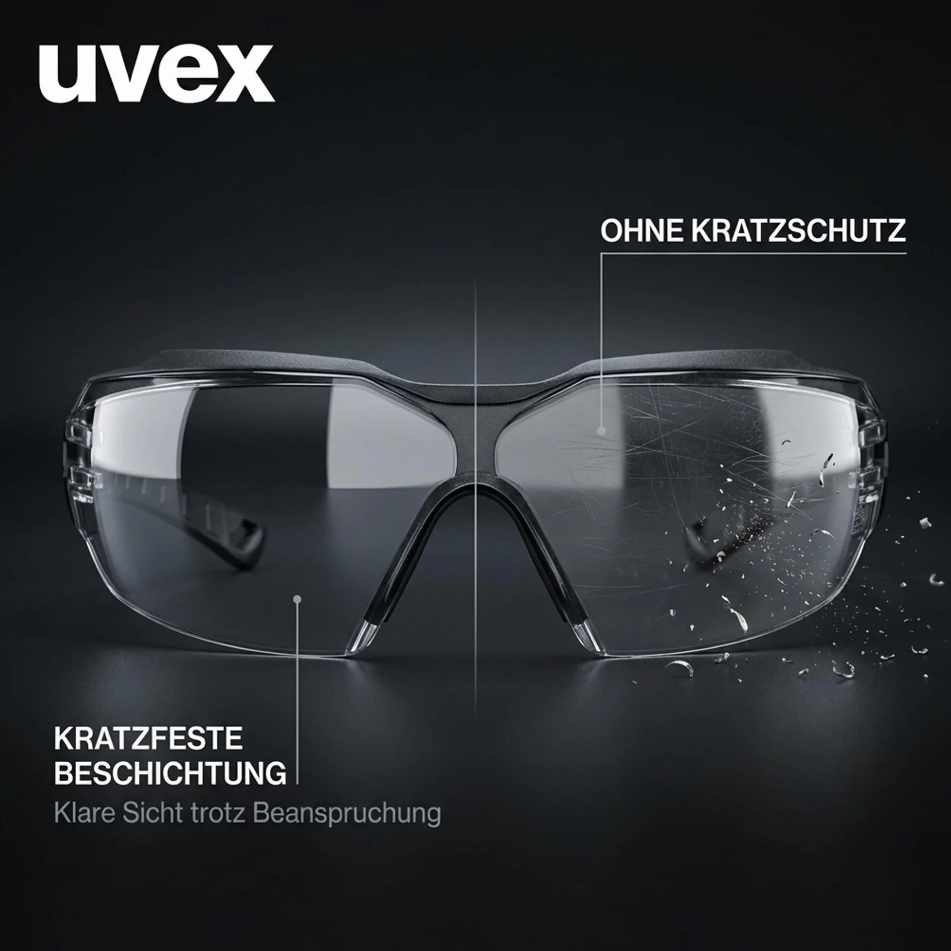 Uvex pheos Cx2 Occhiali tattici per tiro sportivo anti-appannamento antigraffio telaio Soft Seal lenti incolore STANAG 2920/4296