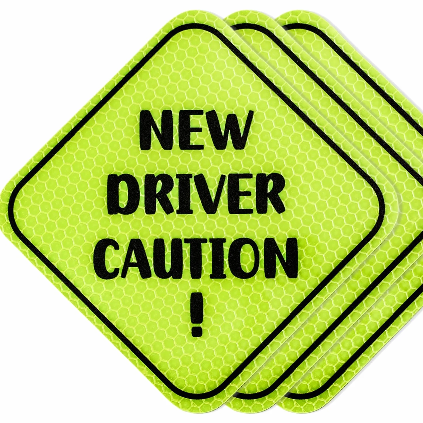3 pezzi Nuovo Magnete Adesivo del Conducente, New Driver Caution Adesivo Magnetico Riflettente Giallo Studenti Autista Segni Accessori Rimovibili per Auto per Paraurti, Studenti, Uomini, Donne
