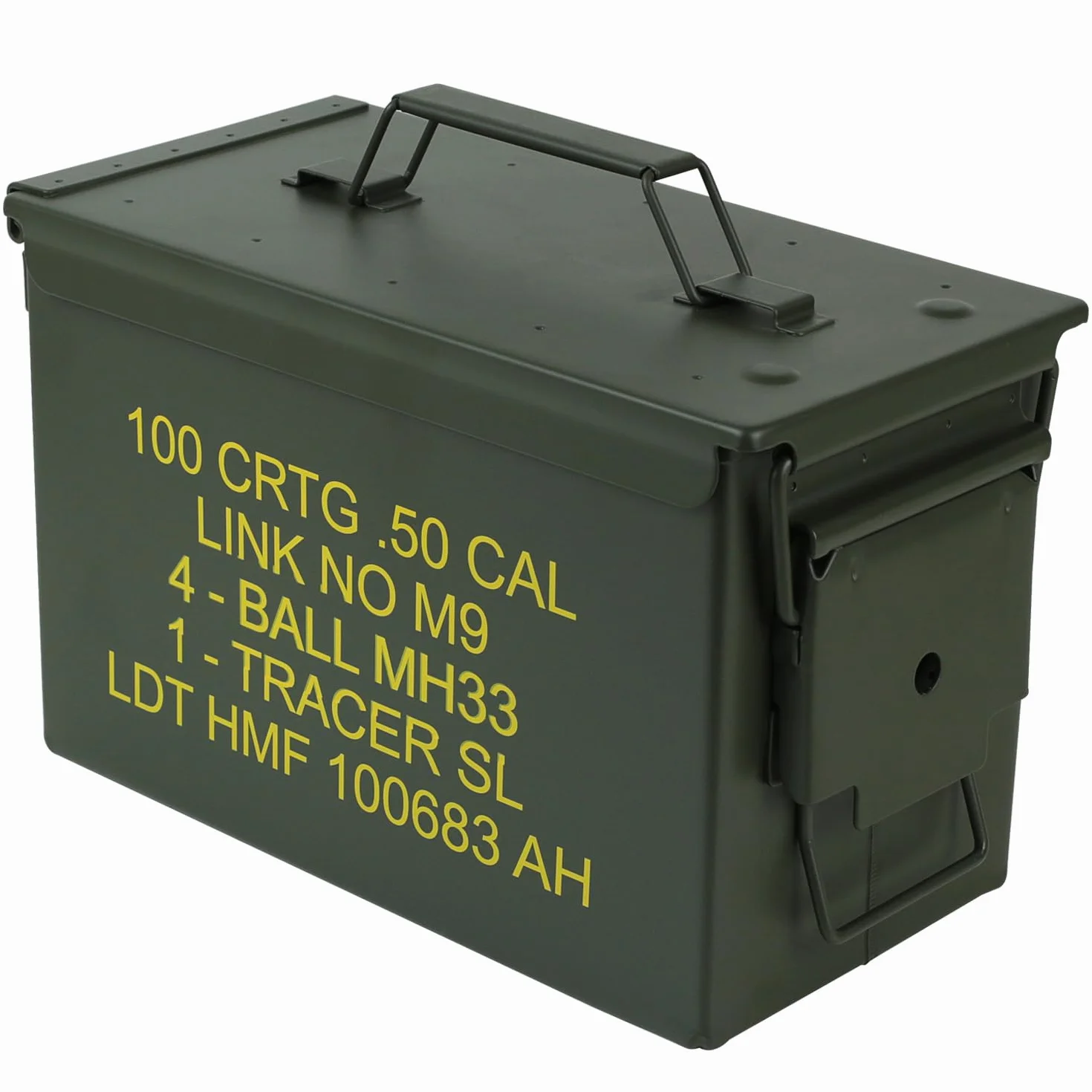HMF 70011 Cassa per Munizioni in Stile Militare USA, Secchio Porta Munizioni, Scatola di Metallo, 30x19x15,5 cm, Verde
