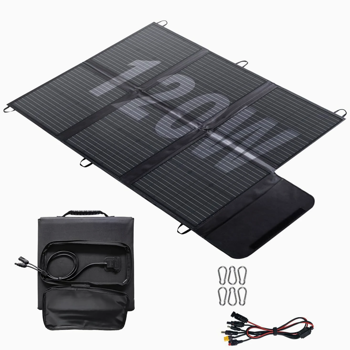 Pannello solare pieghevole da 120 W, cavo da 3 m, caricatore solare IP67, impermeabile e antipolvere, alta efficienza di conversione in uscita 22%, caricatore portatile, alimentazione solare solare