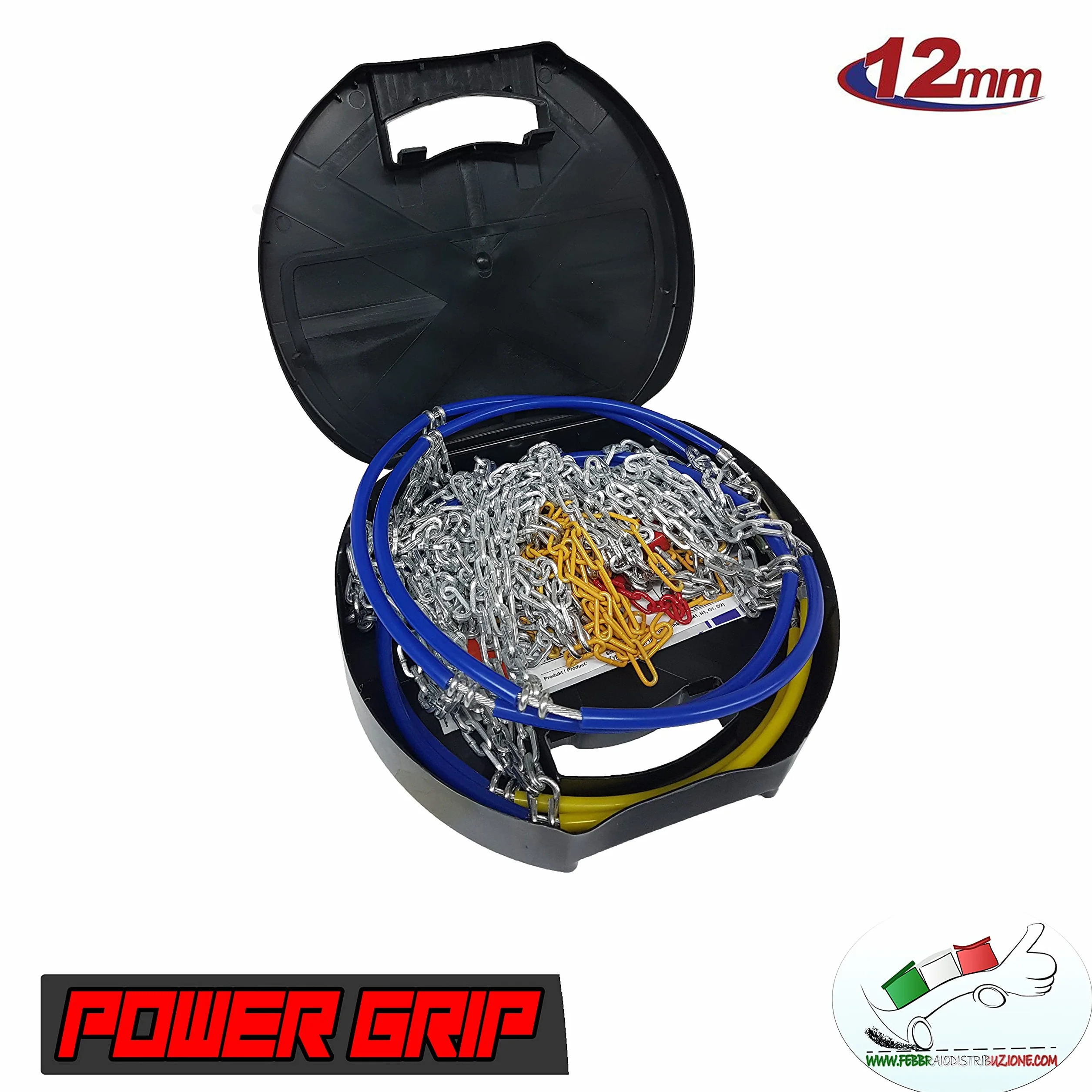 POWER GRIP Catene da Neve 12mm Omologate TÜV GS Gruppo 140 Lega di Acciaio con Tensore Auto-bloccante