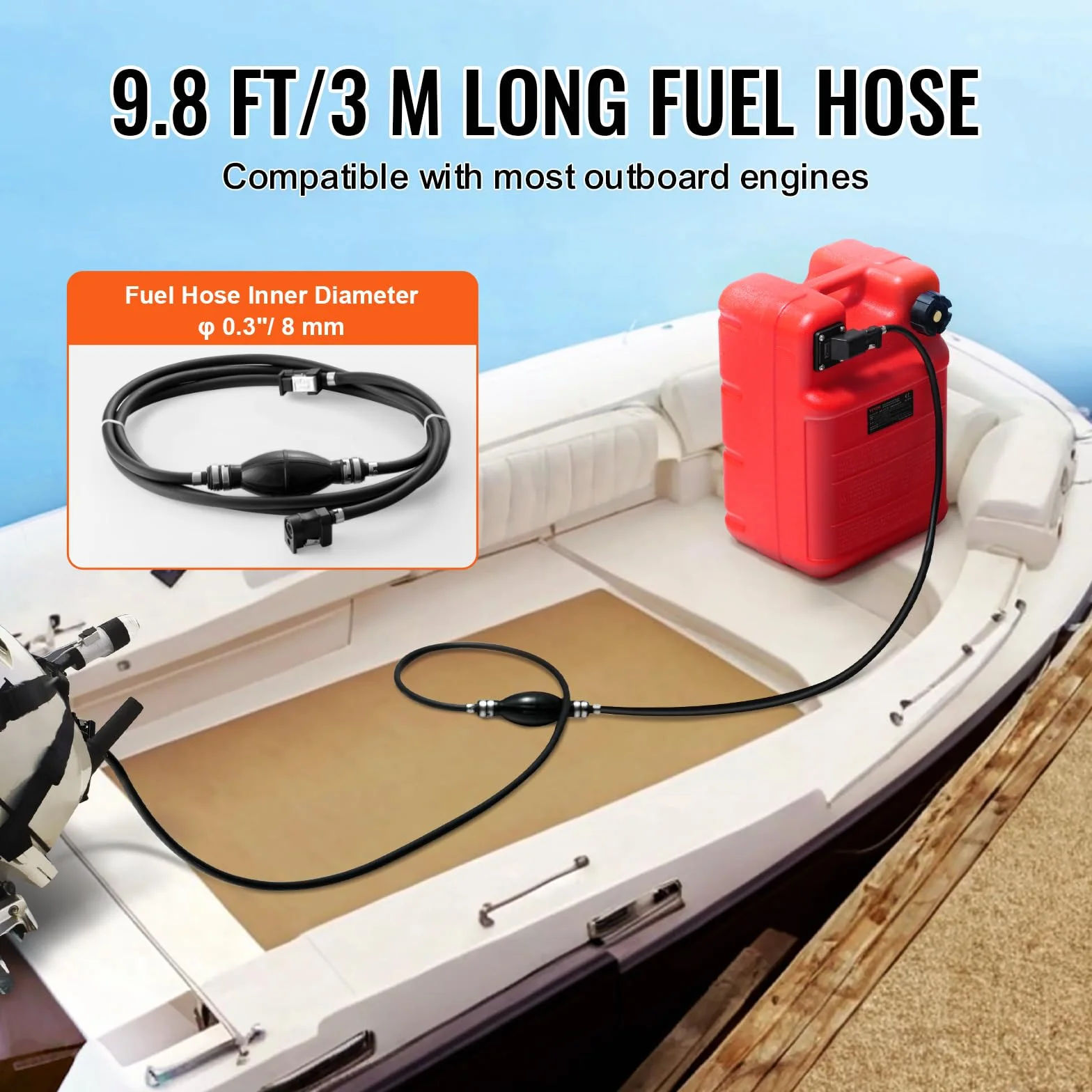 VEVOR Serbatoio Carburante Marino 24 L Portatile per Barche Fuoribordo Plastica Rosso