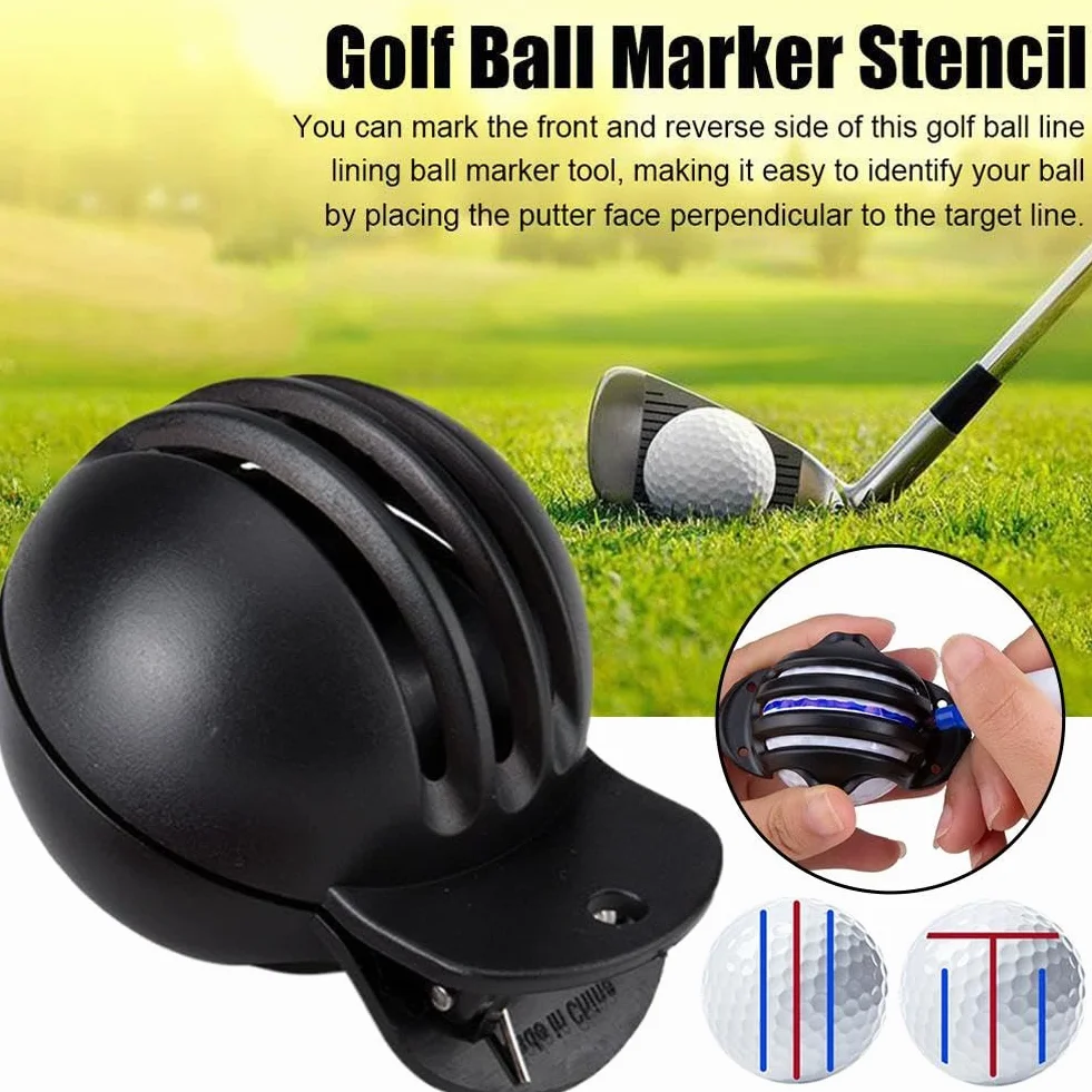 Golf Ball Marker Tool Lines Drawing Alignment Kit with 2 Color Waterproof Pen for Beginners