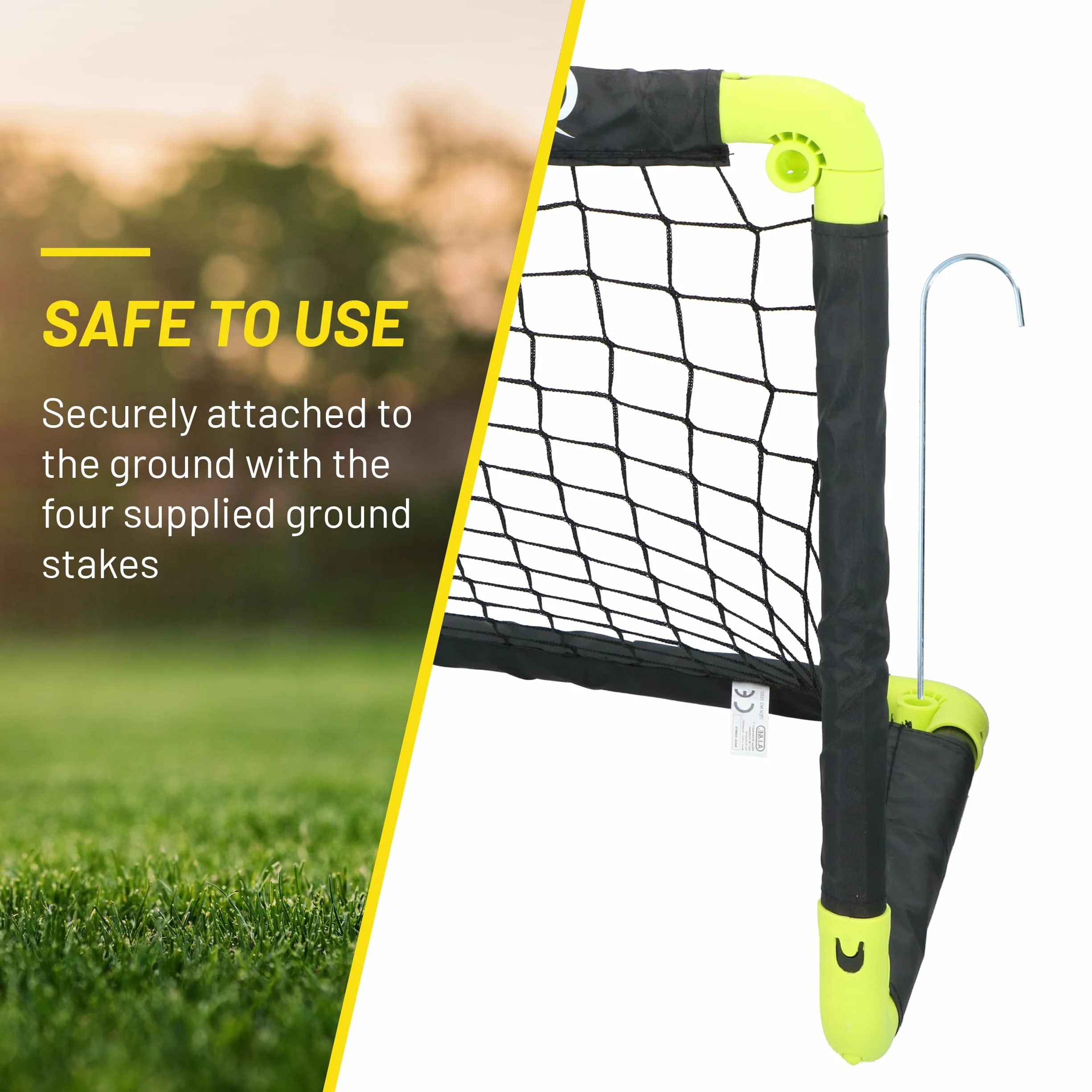 Dunlop Porta da calcio 50 x 44 x 44 cm Set di 2 Mini porta pieghevole Nero Giallo