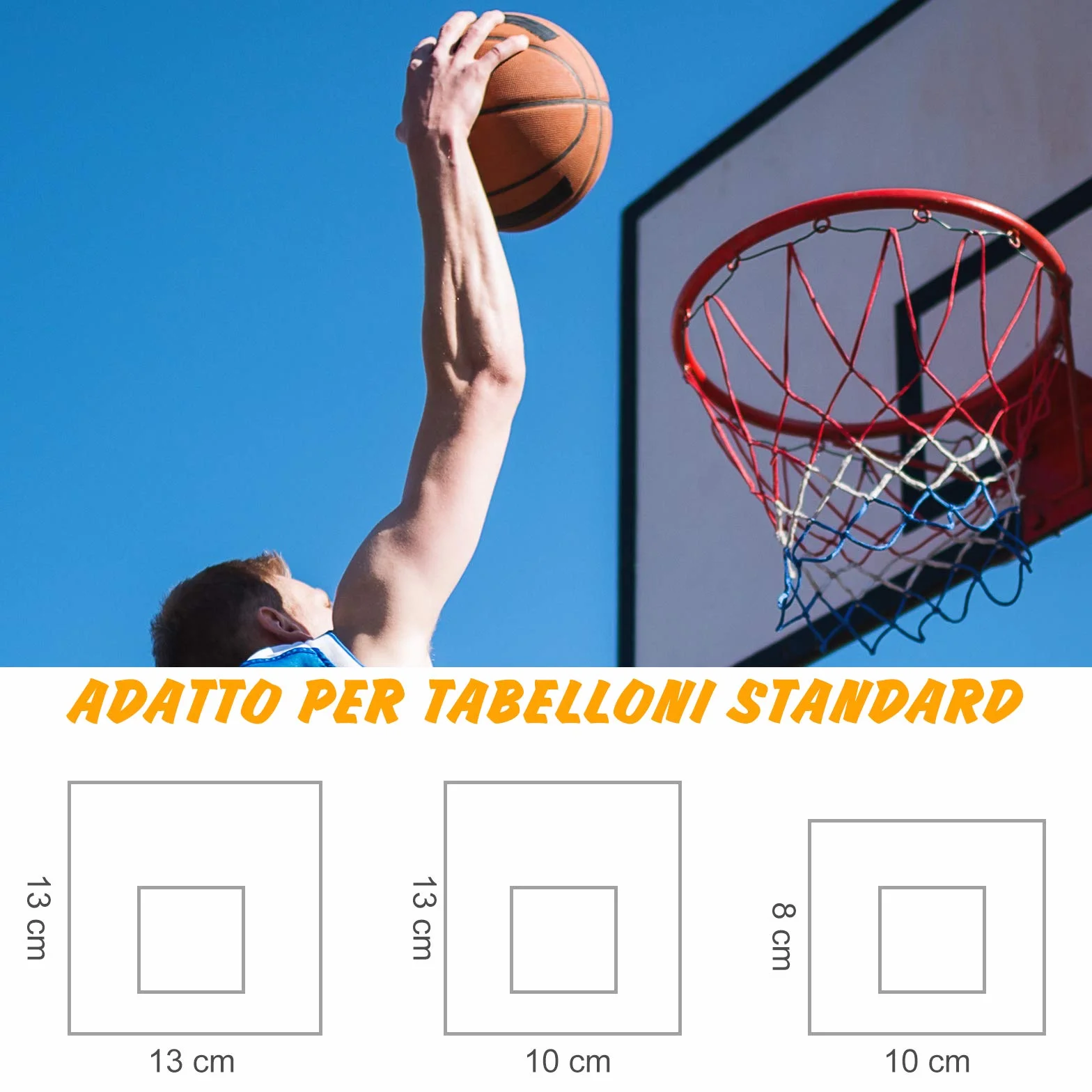 HOMCOM Canestro Basket da Muro in Ferro con Rete in Nylon, Φ46cm