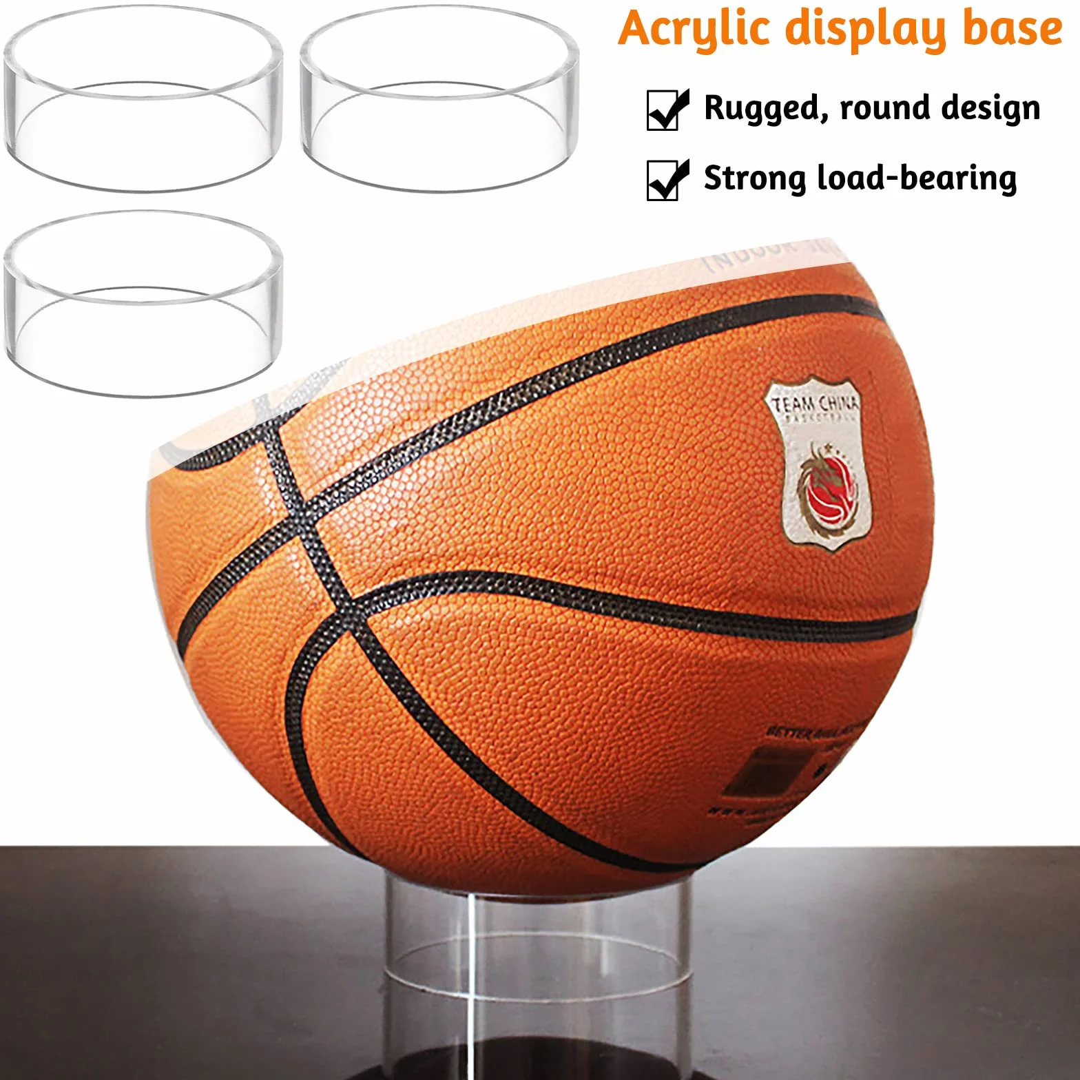 Espositore per Pallone da Calcio in Acrilico 5 Pezzi, Supporto da Palla Trasparente per Pallacanestro Rugby Baseball