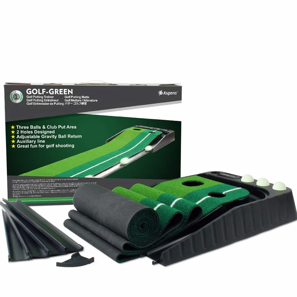 Tappetino da Golf in Erba a due Colori con Traccia di Ritorno Automatica