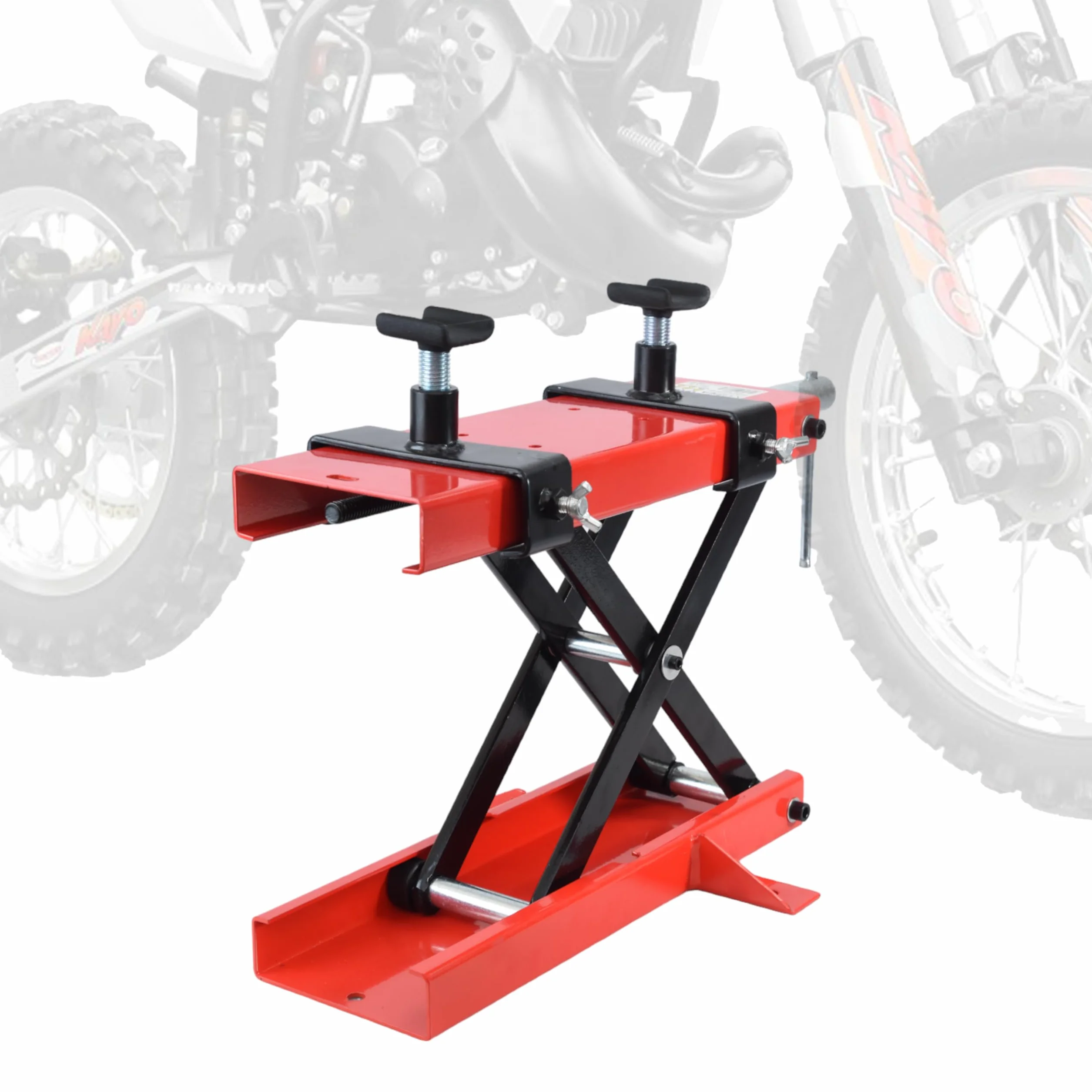 Alzamoto Pedana Centrale Sollevatore Moto Sollevamento Cross Custom Scooter Portata 500 kg in Metallo con madrevite in Metallo + Supporti Anti graffio Culla Motore Bike Enduro Garage Officina