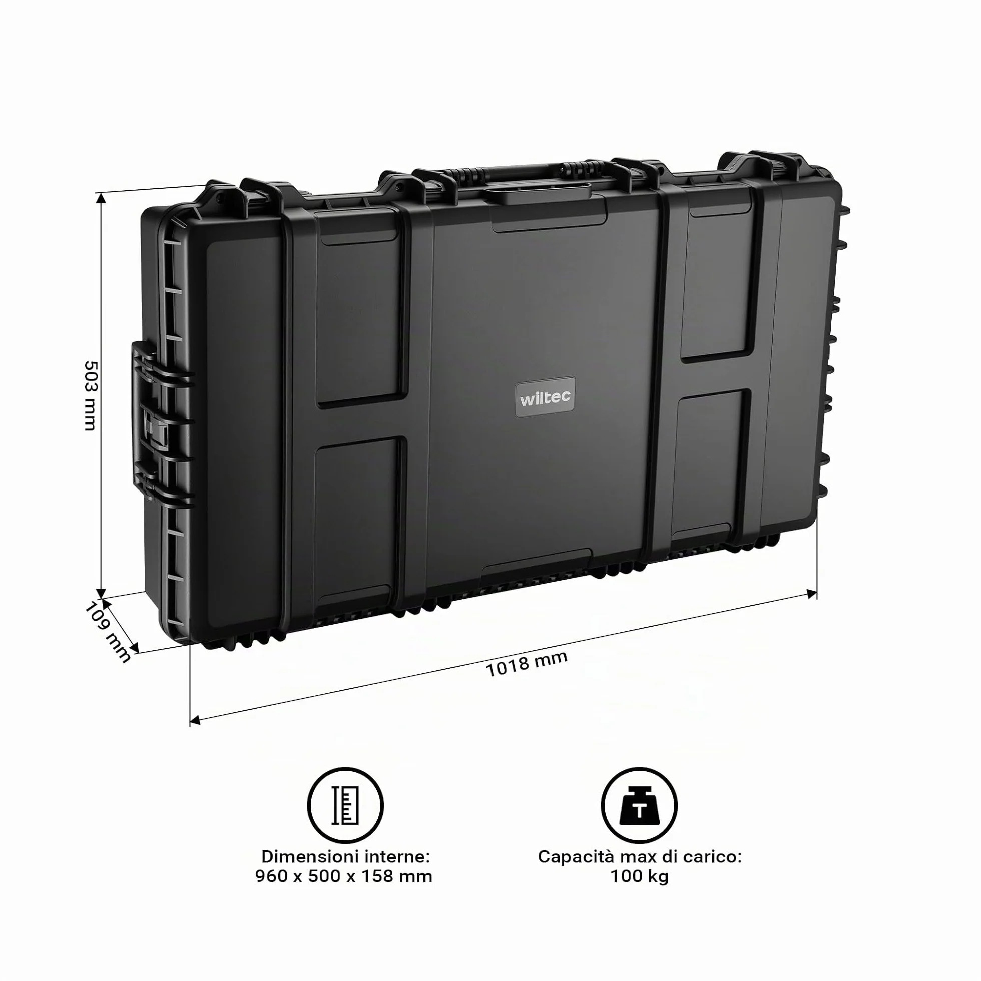 Wiltec Valigetta porta armi, Custodia Trolley per fucili, interno imbottito antiurto