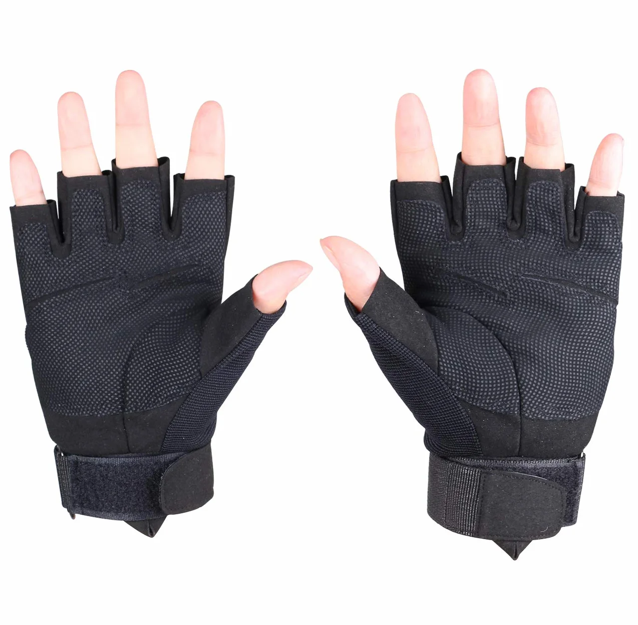 ThreeH Guanti mezzi dita Guanti tattici protettivi per sport all'aria aperta per Caccia Airsoft Paintball GL06XL,Black