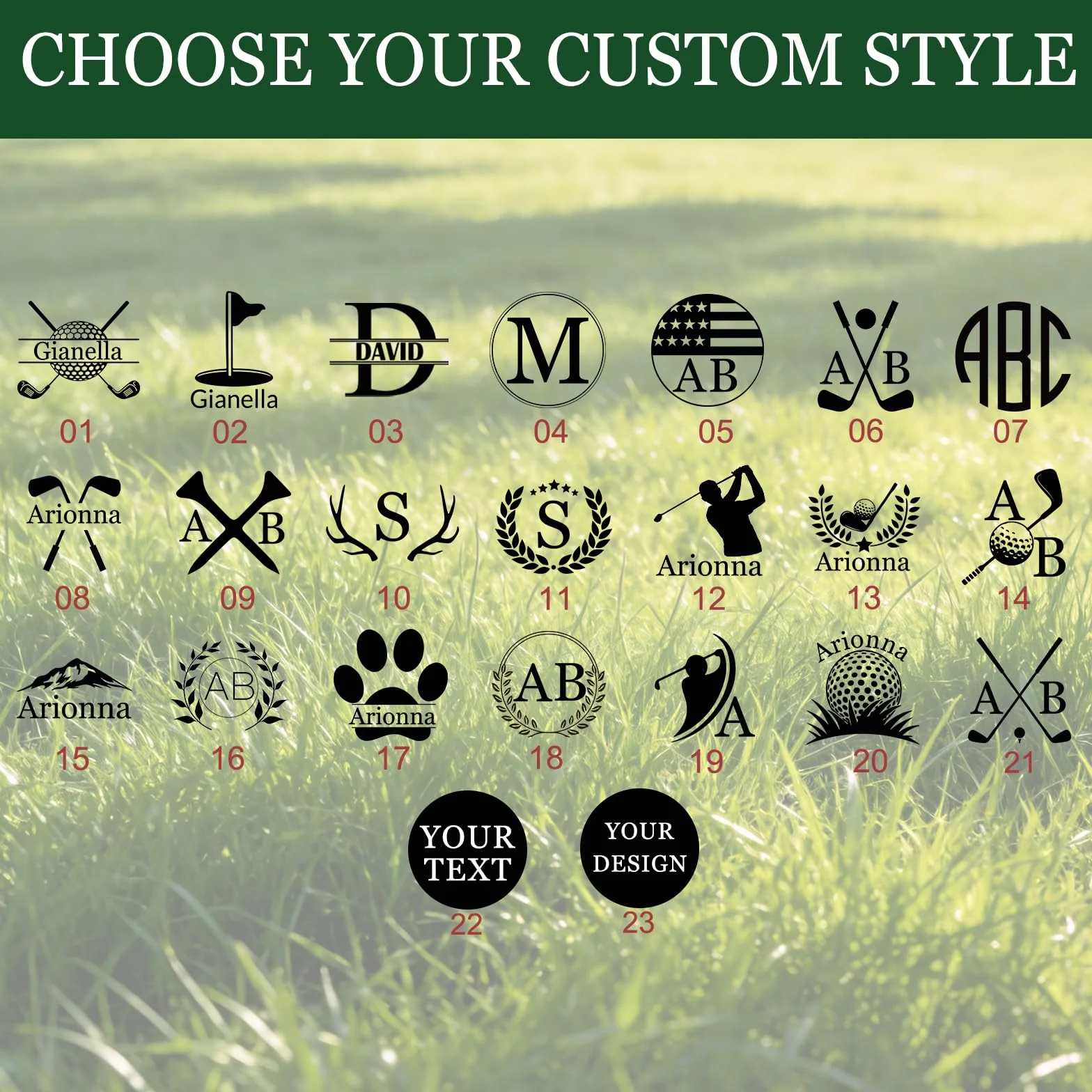 Amlion Timbro personalizzato per pallina da golf, autoinchiostrante, monogramma, nome, logo, accessori regalo