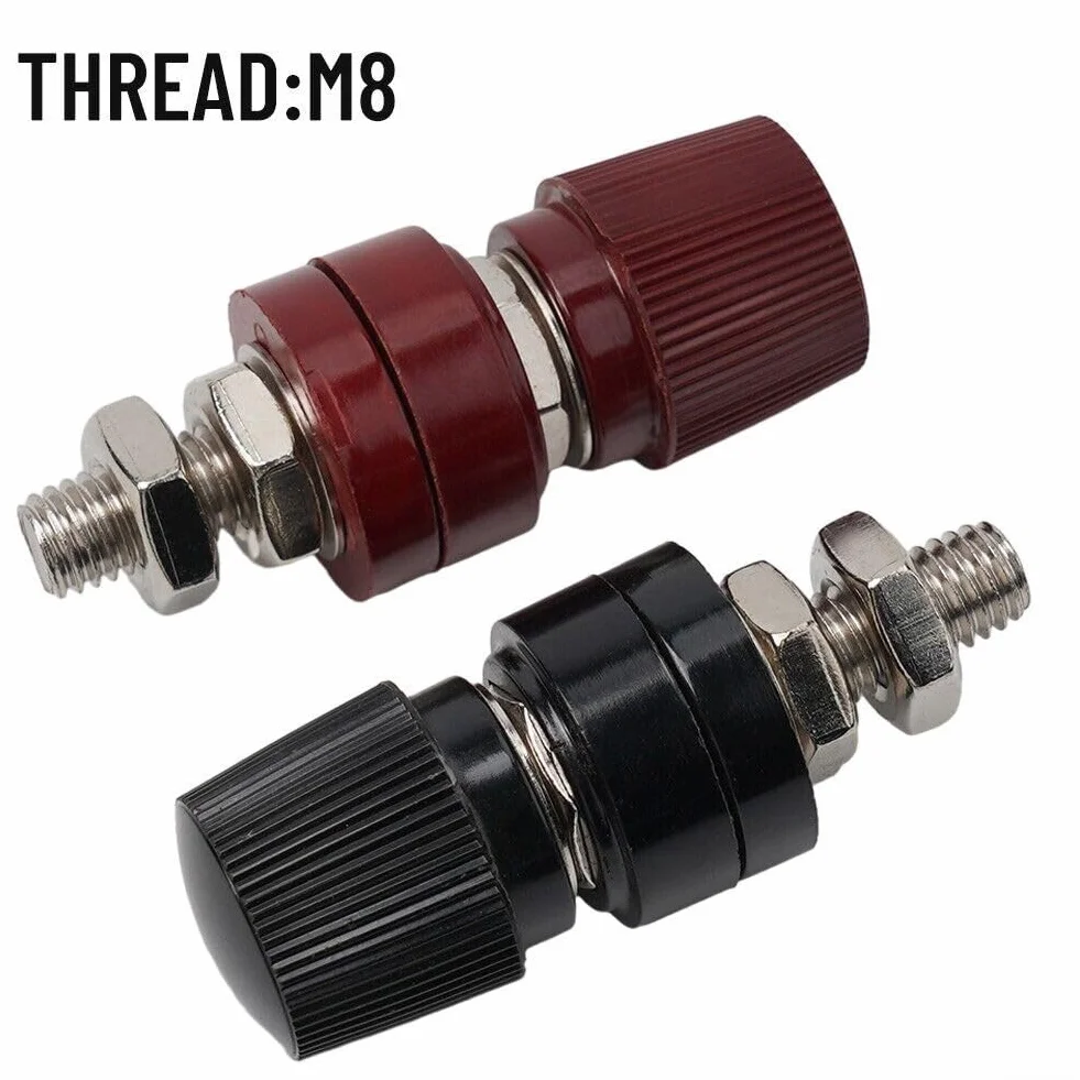 4 connettori maschio a vite 8 mm terminali in ottone isolati per batteria rosso + nero