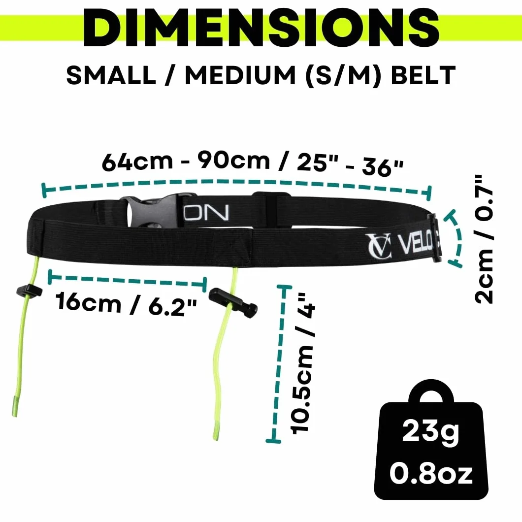 VeloChampion Cintura da Corsa Leggera Porta Pettorale Elasticizzato Vestibilità Stretch Senza Spille Corsa Triathlon Maratona S/M Nero