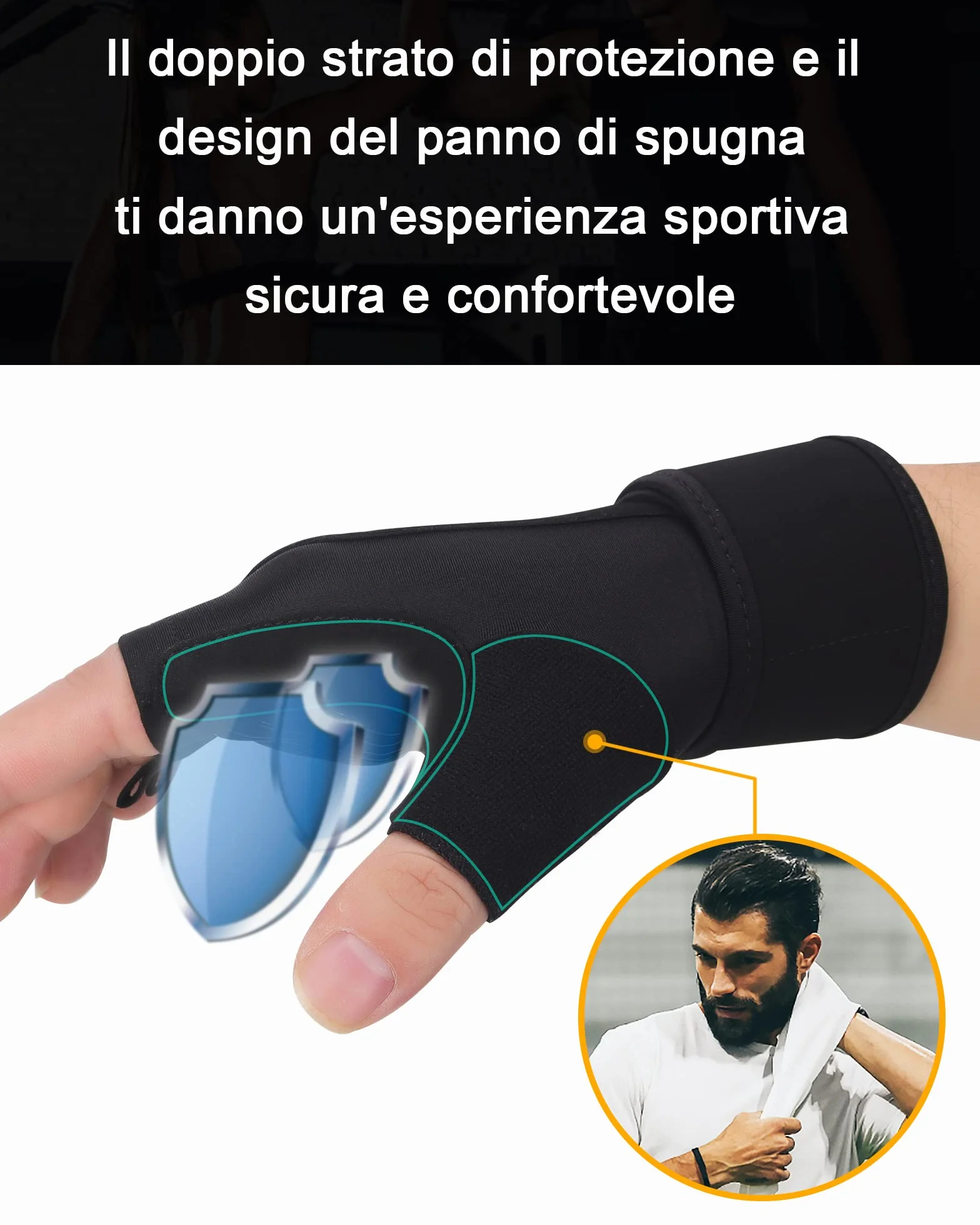 Guanti per Sollevamento Pesi da Palestra, Protezione Completa del Palmo, Impugnatura Antiscivolo Traspirante