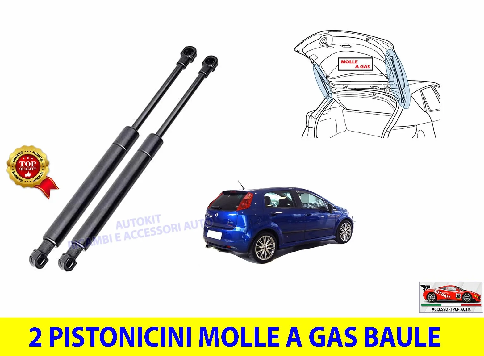 2 Pistoncini Ammortizzatori Cofano Bagagliaio Posteriore Portellone Baule Molle a Gas Specifiche per Grande Punto, Punto Evo prodotte dal 2005 in poi - MG169/8