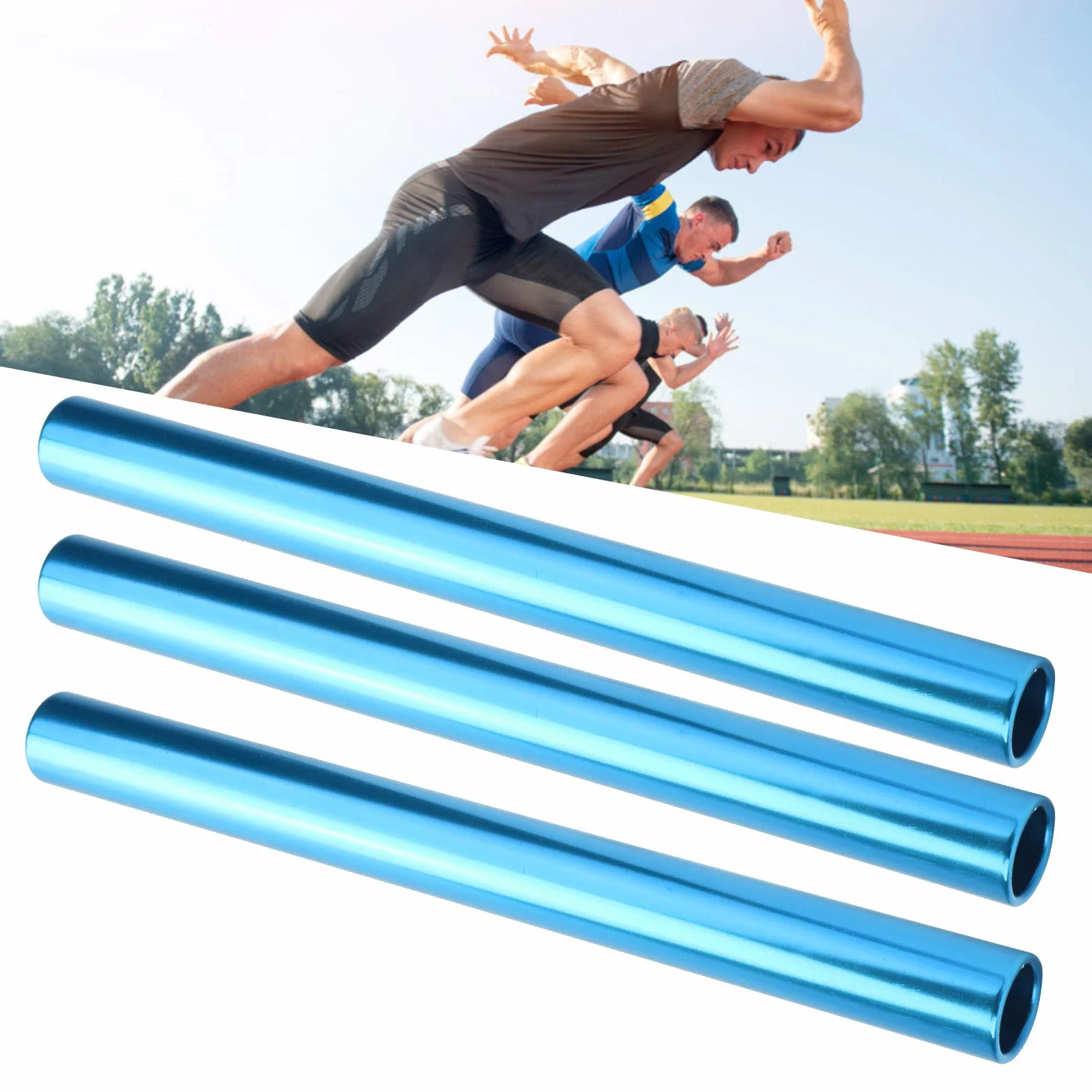 Relay Batons Track and Field Sprint 29 cm 3pcs Blu