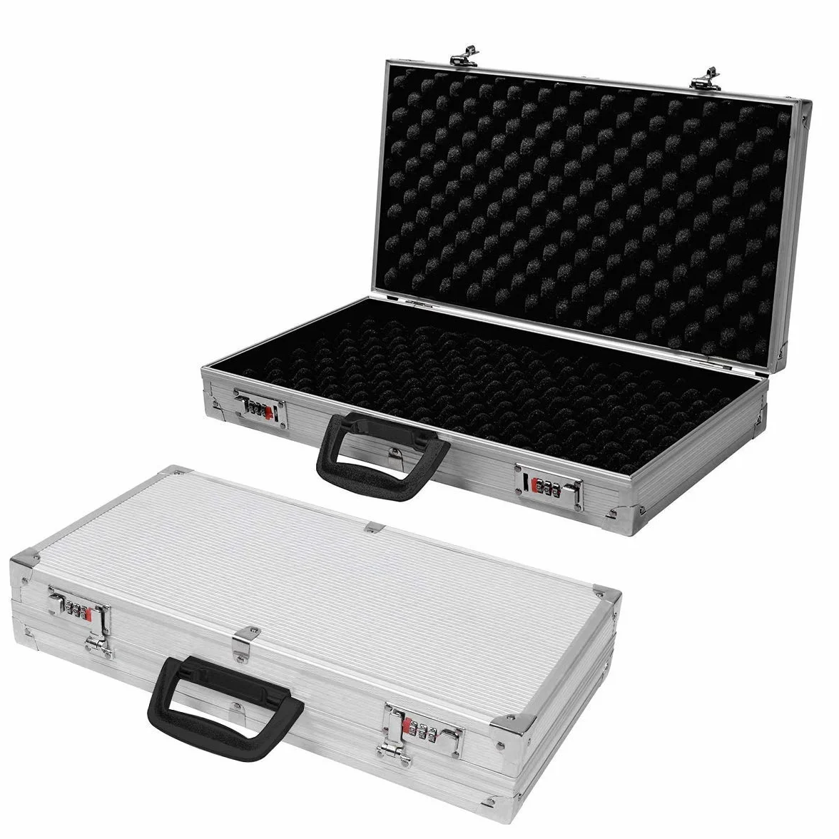 COSTWAY Custodia Dura in Alluminio per Armi, Valigetta per Pistole e Fucili con Serratura, 47 x 25 x 8,3 cm