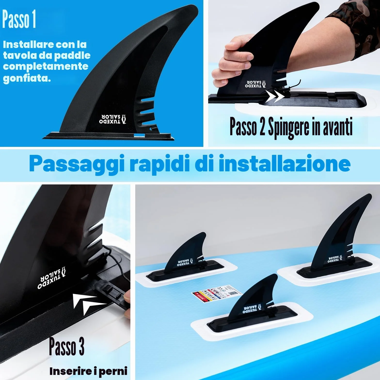 Tavola SUP Gonfiabile Adulti Tuxedo Sailor con Accessori Premium Stand Up Paddle