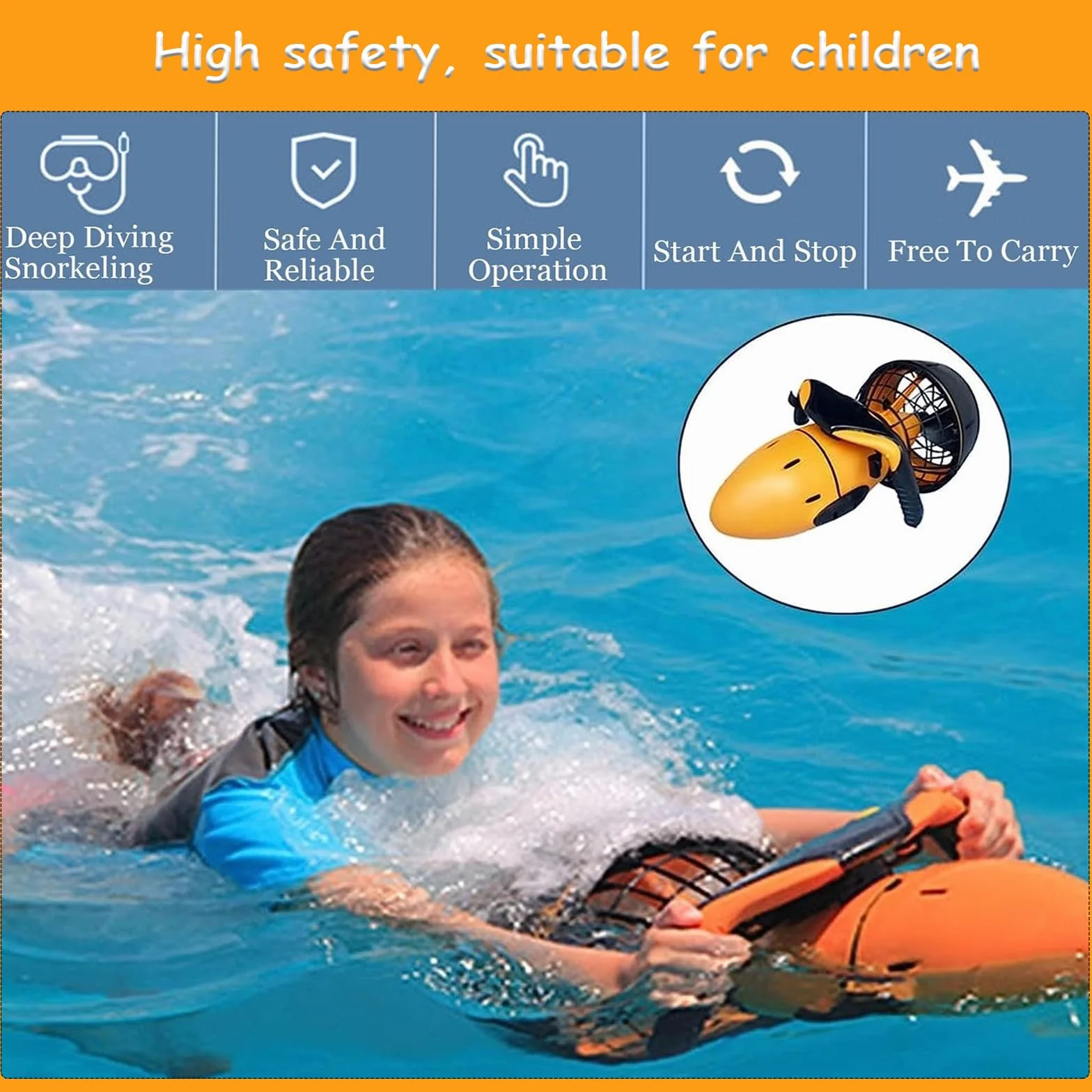 Seascooter subacqueo 500 W Immersioni Snorkeling