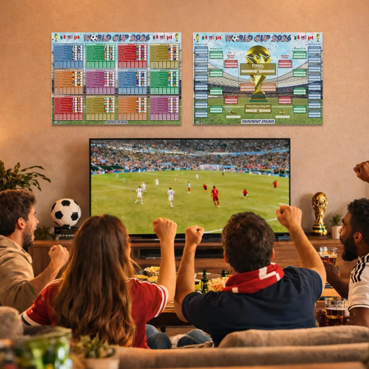 World Cup 2026 Wall Chart & Sweepstake Kit – Calcio Wall Planner z posterem, rejestrem A4 i 48 biletami