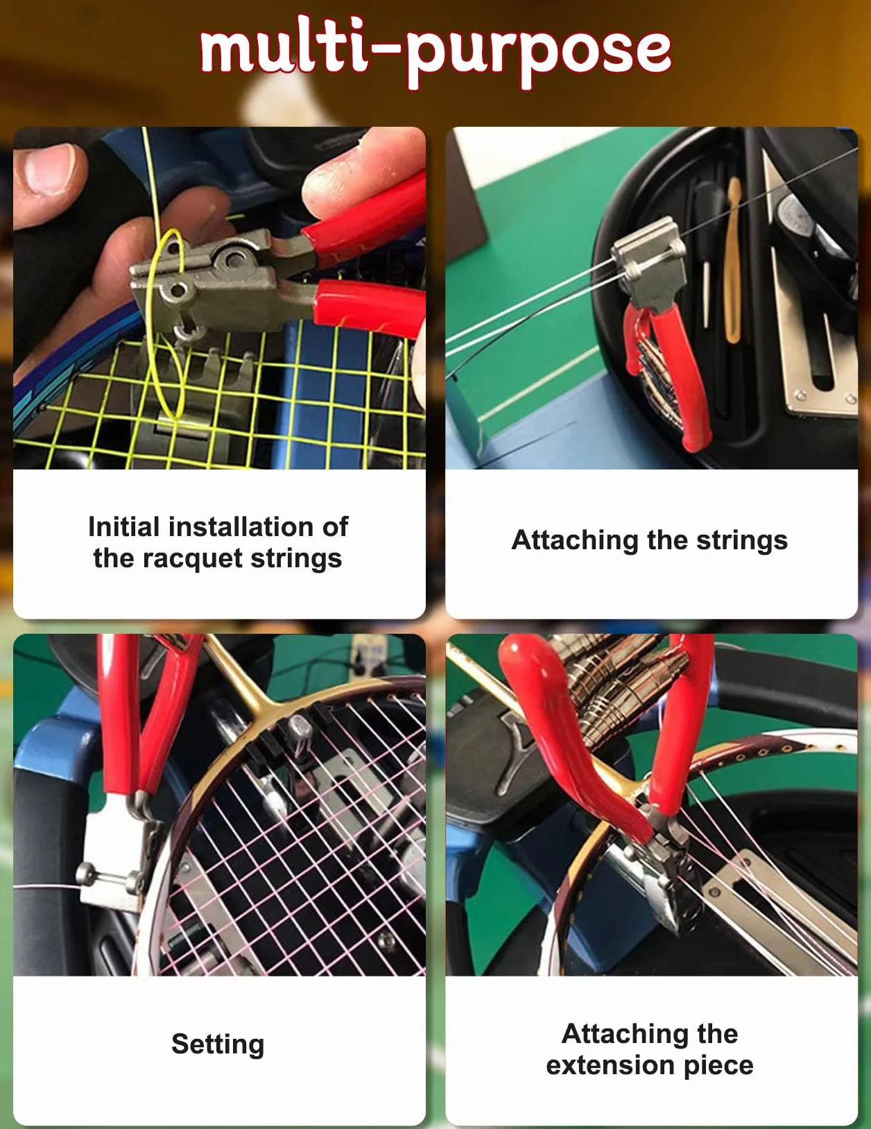 Starting Clamp Attrezzo di Copertura da Tennis Morsetto a 3 Molle per Racchette Tennis Badminton