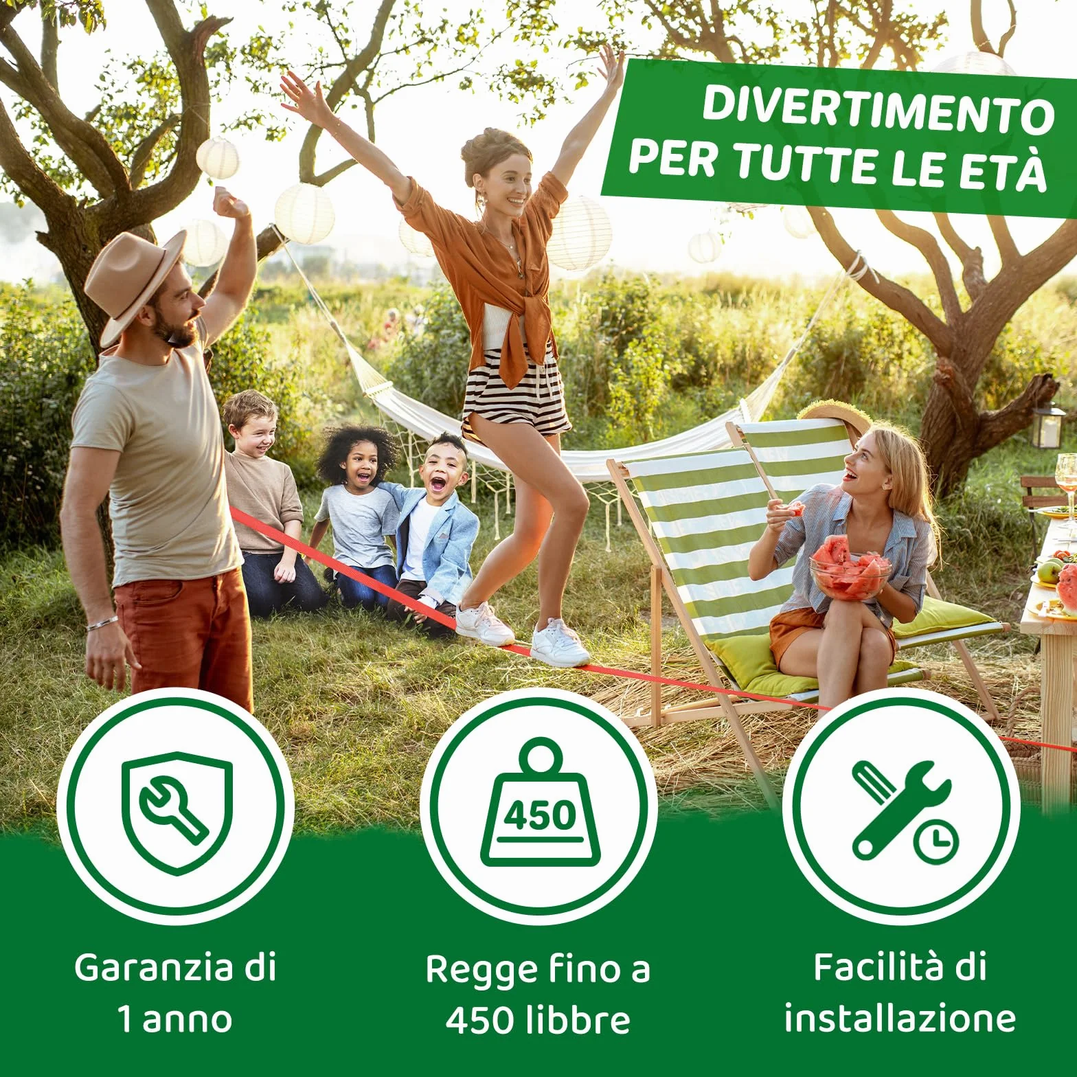 Dripex Percorso ad Ostacoli Ninja per Bambini 15m×2 Slackline 10 Ostacoli durevoli Allenamento all'aperto Cortile Altalena Rete Scala Arrampicata