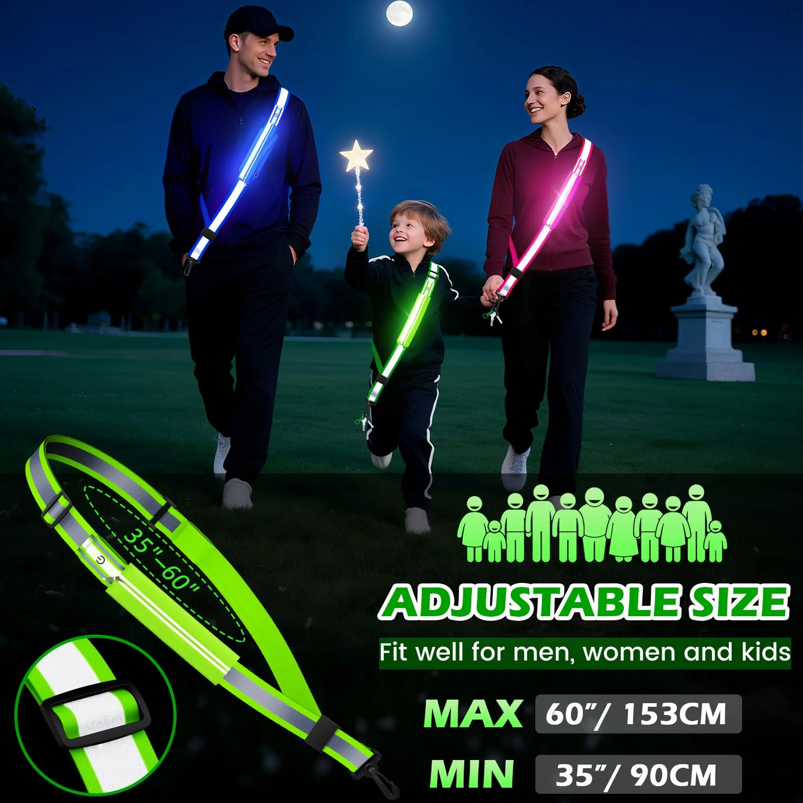 Cintura Riflettente a LED Ricaricabile Impermeabile con Tasca per Cellulare per Running