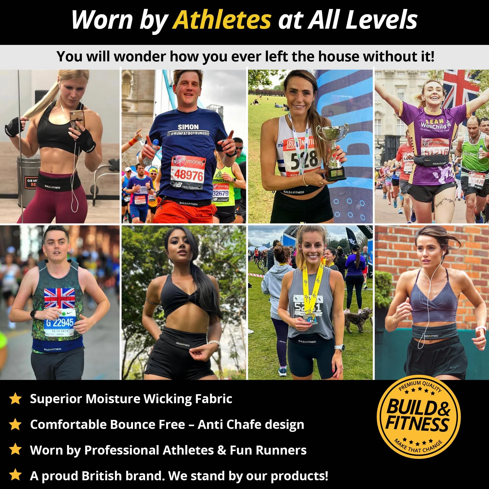 Build & Fitness Marsupio Running Cintura Palestra Porta Cellulare Regolabile per Corsa Uomo Donna