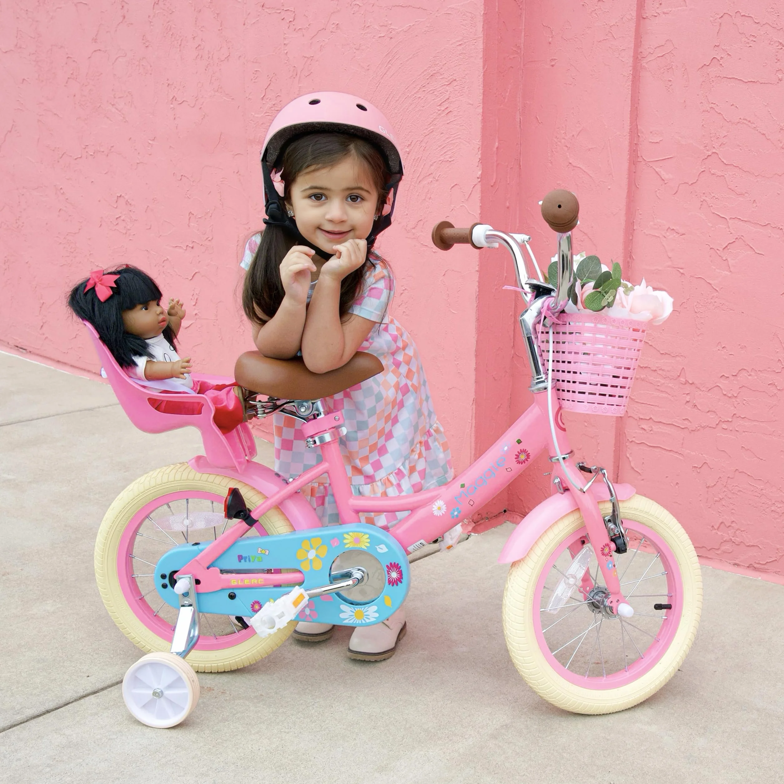 Glerc Bicicletta bambine 40,6 cm 2-7 anni con cestino ruote campanello colori assortiti