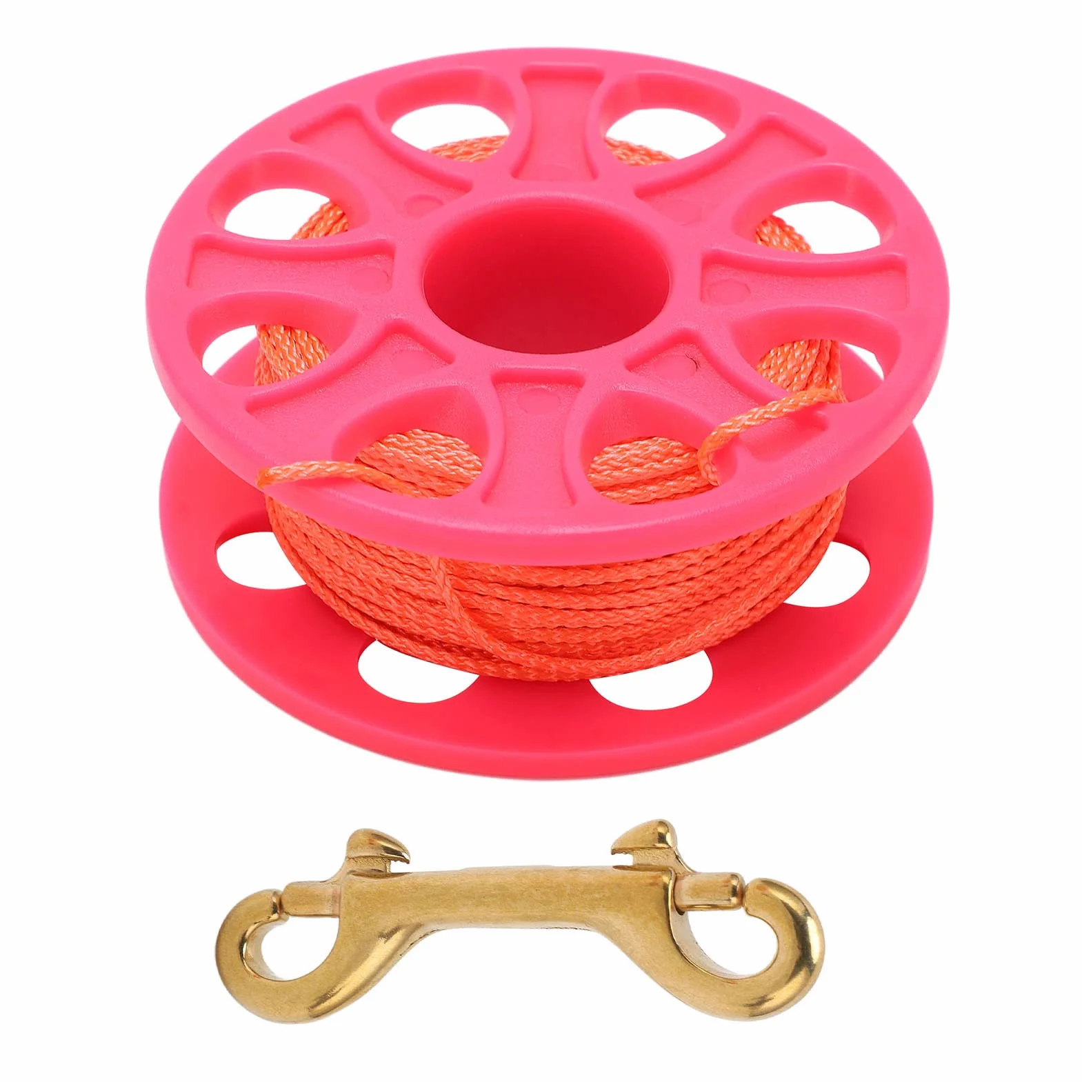 Bobina per immersioni subacquee da 30 m con clip a scatto a doppia estremità, design svasato