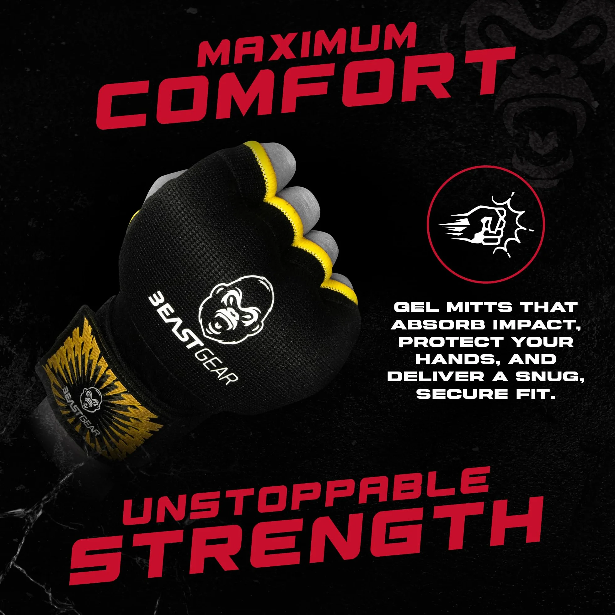 Beast Gear Sottoguanti da Boxe Professionali Antishock – Guanti in Gel per Combat Sport, MMA e Arti Marziali