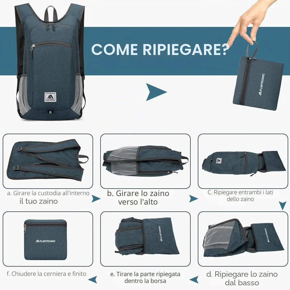 Flintronic Zaino Trekking Pieghevole 16L Ultraleggero Impermeabile per Escursionismo