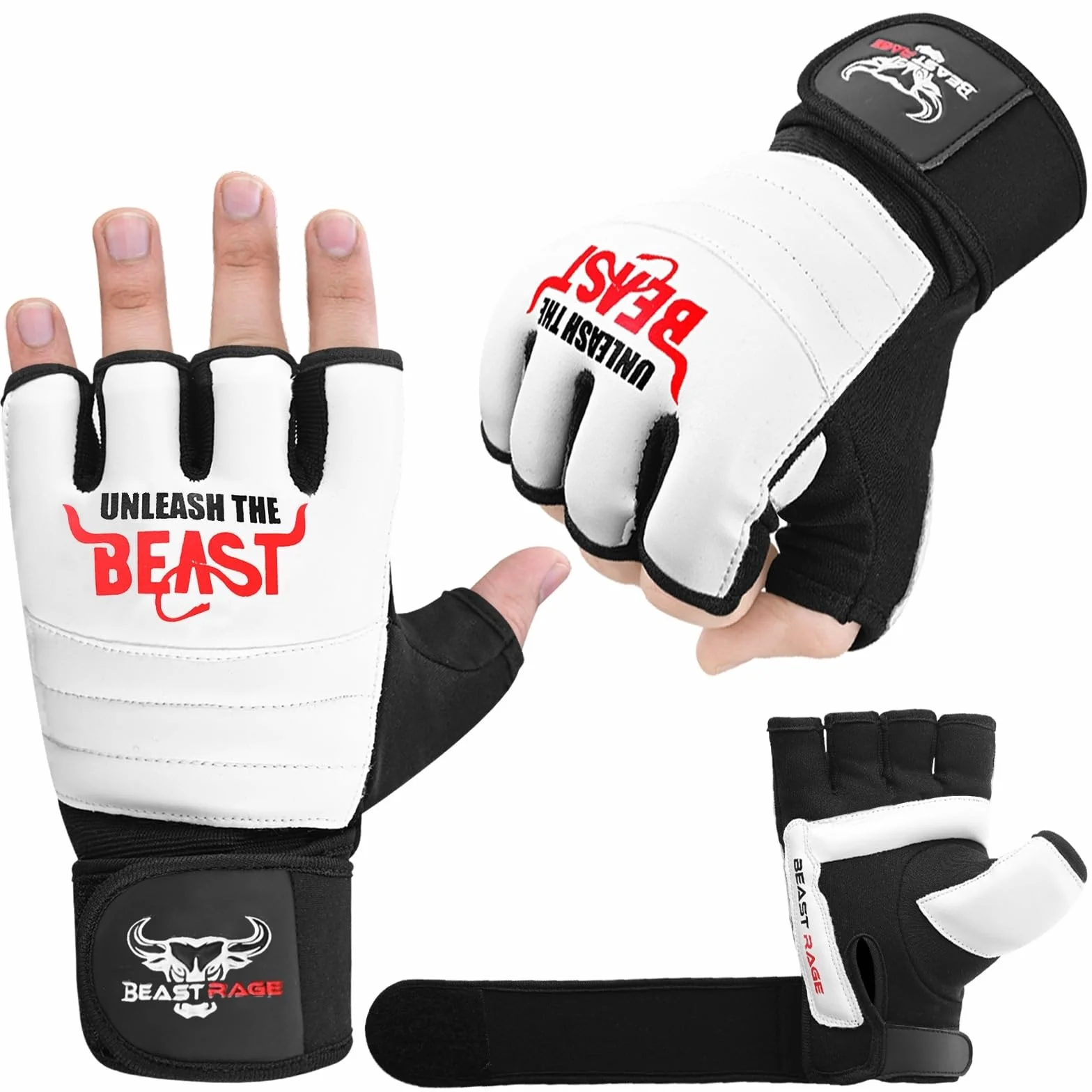 BEAST RAGE Rękawice bokserskie MMA Kickboxing Muay Thai półpalcowe