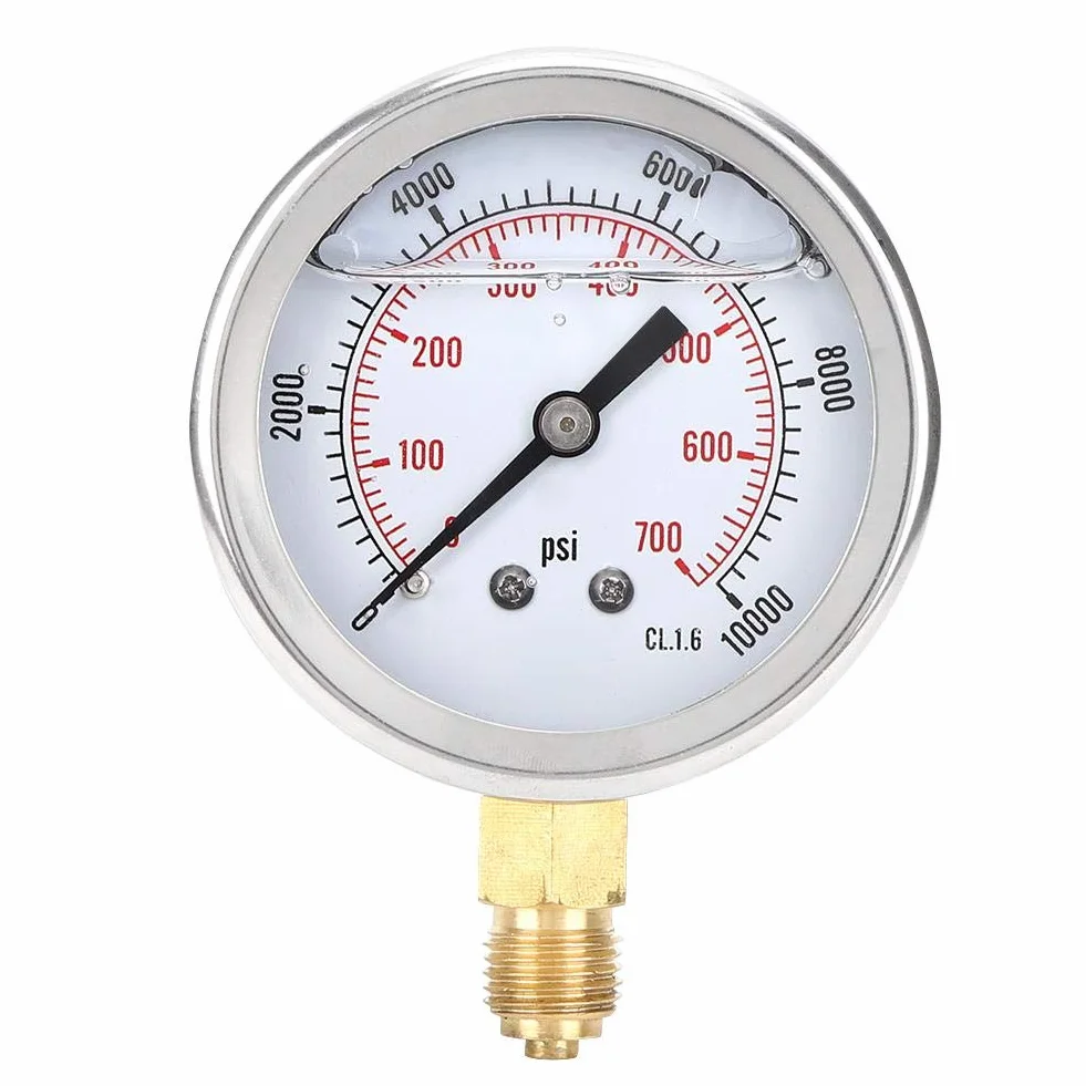 BuyWeek Mini Manometro, Manometro Olio di Acciaio Inossidabile per Olio Combustibile Aria o Acqua 0-10000 Psi/0-700 Bar 1/4 BSP
