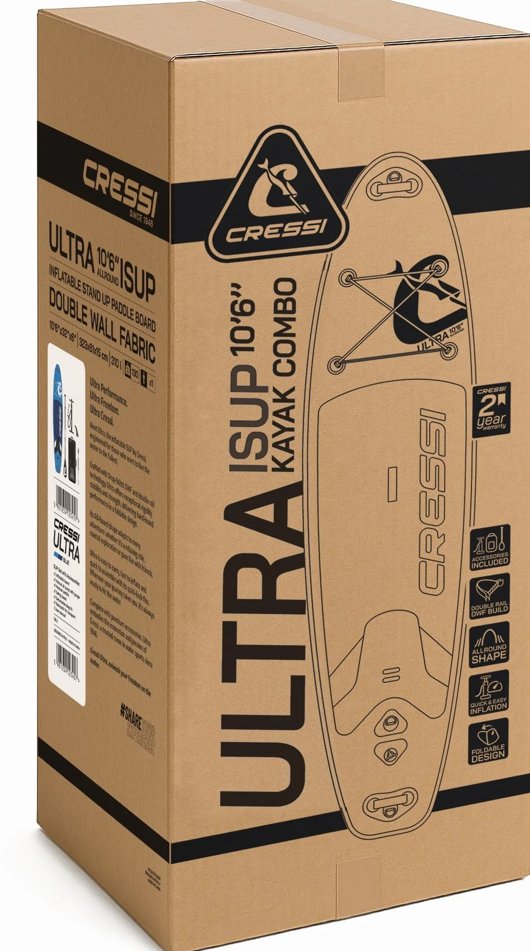 CRESSI Ultra Isup/Kayak Set 320x81x8 cm Max 130 kg Tavola Sup Gonfiabile Adulti