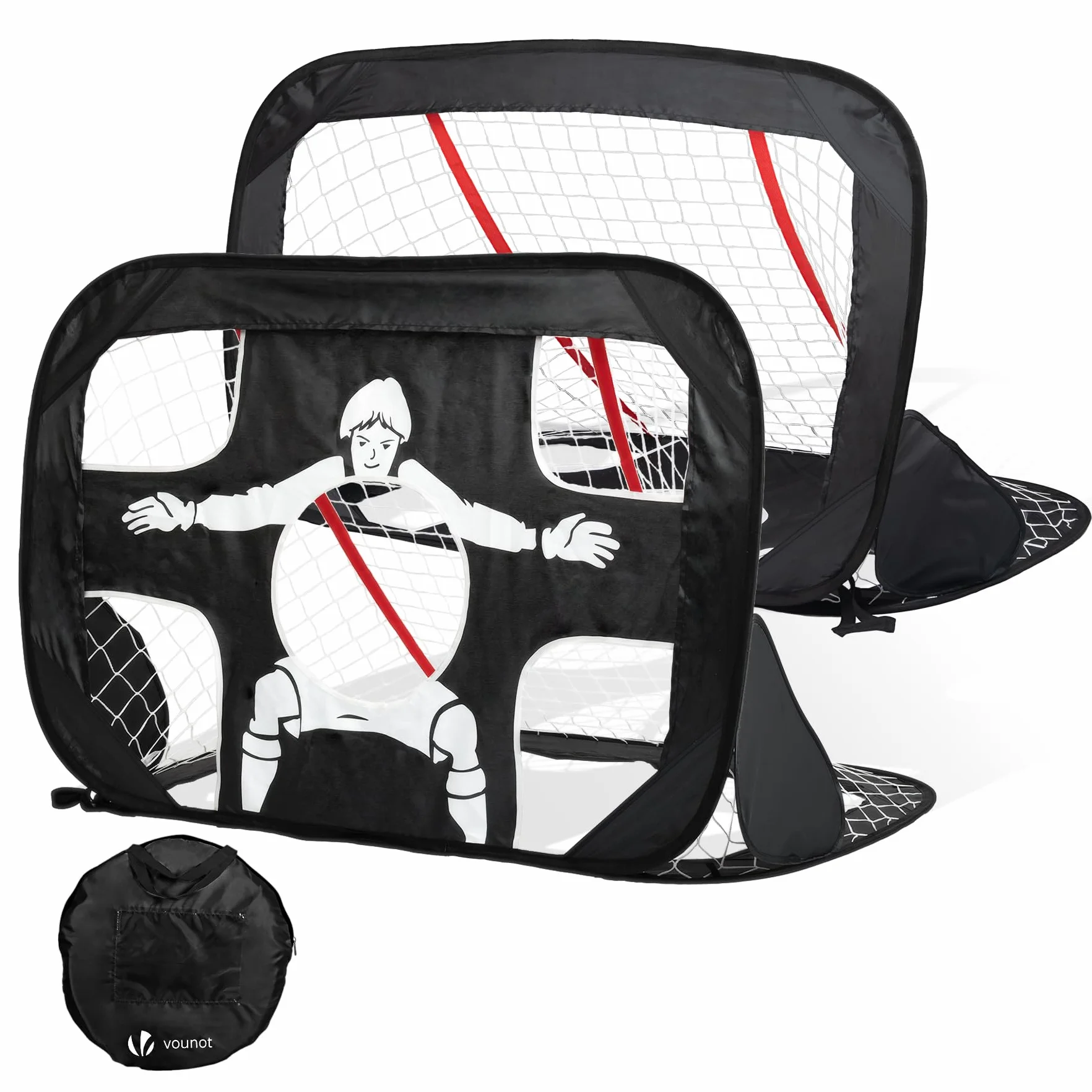 Set di 2 Porte da Calcio Pop Up Bambini 120×80×80 cm Pieghevole Portatile con Borsa