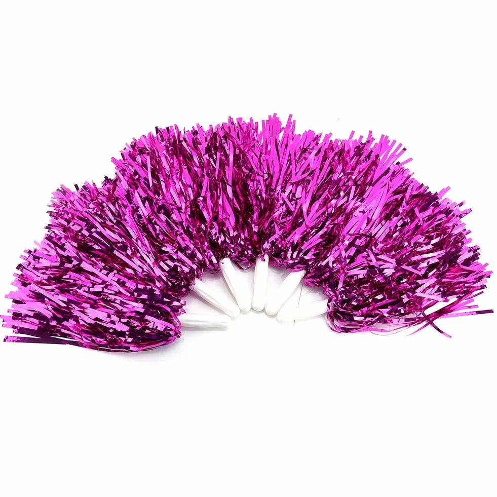 Pompon per cheerleading 6/12 pezzi a forma di fiore appeso con pellicola metallica